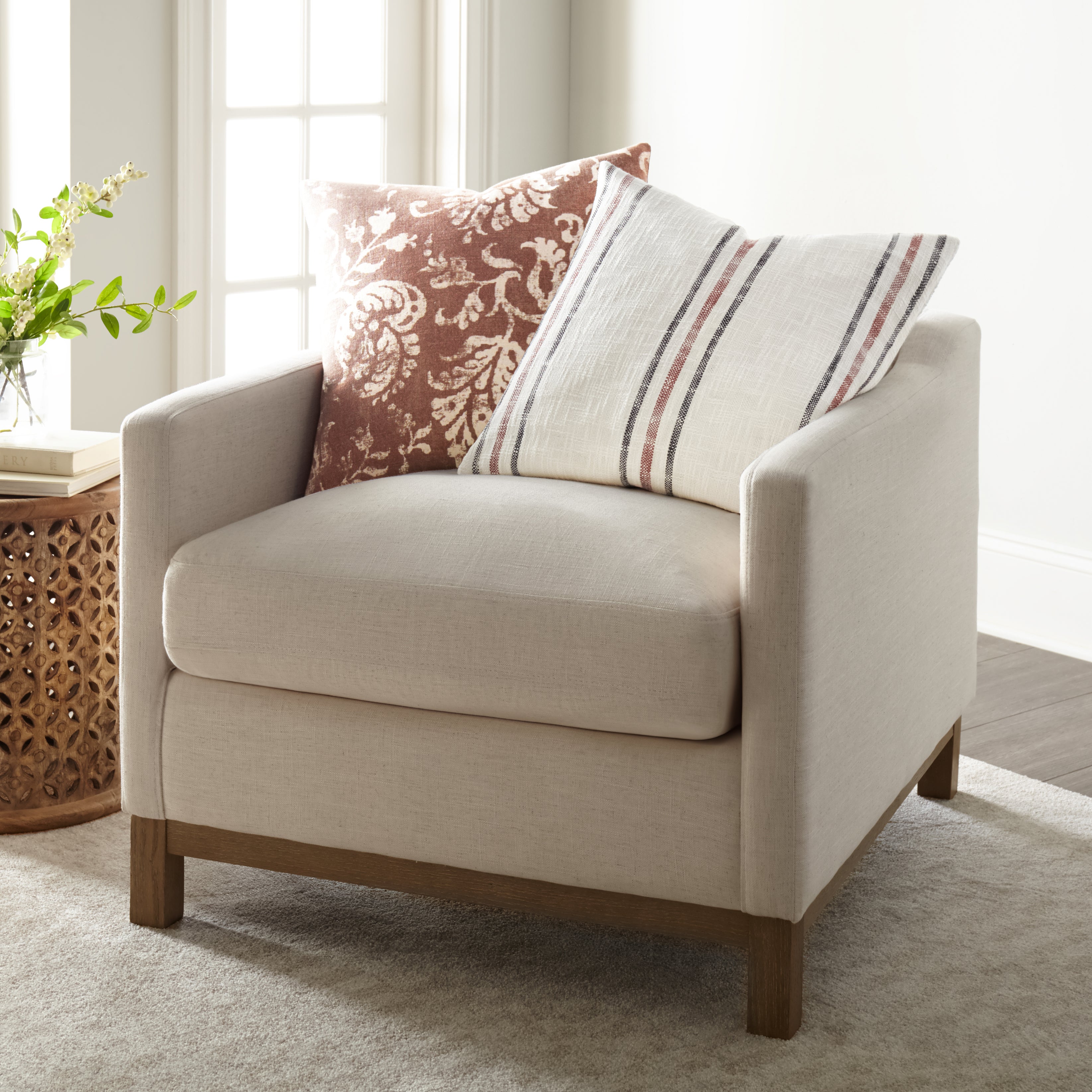 Framed Stripe Yarn-Dyed Cotton Decor Throw Pillow Cover