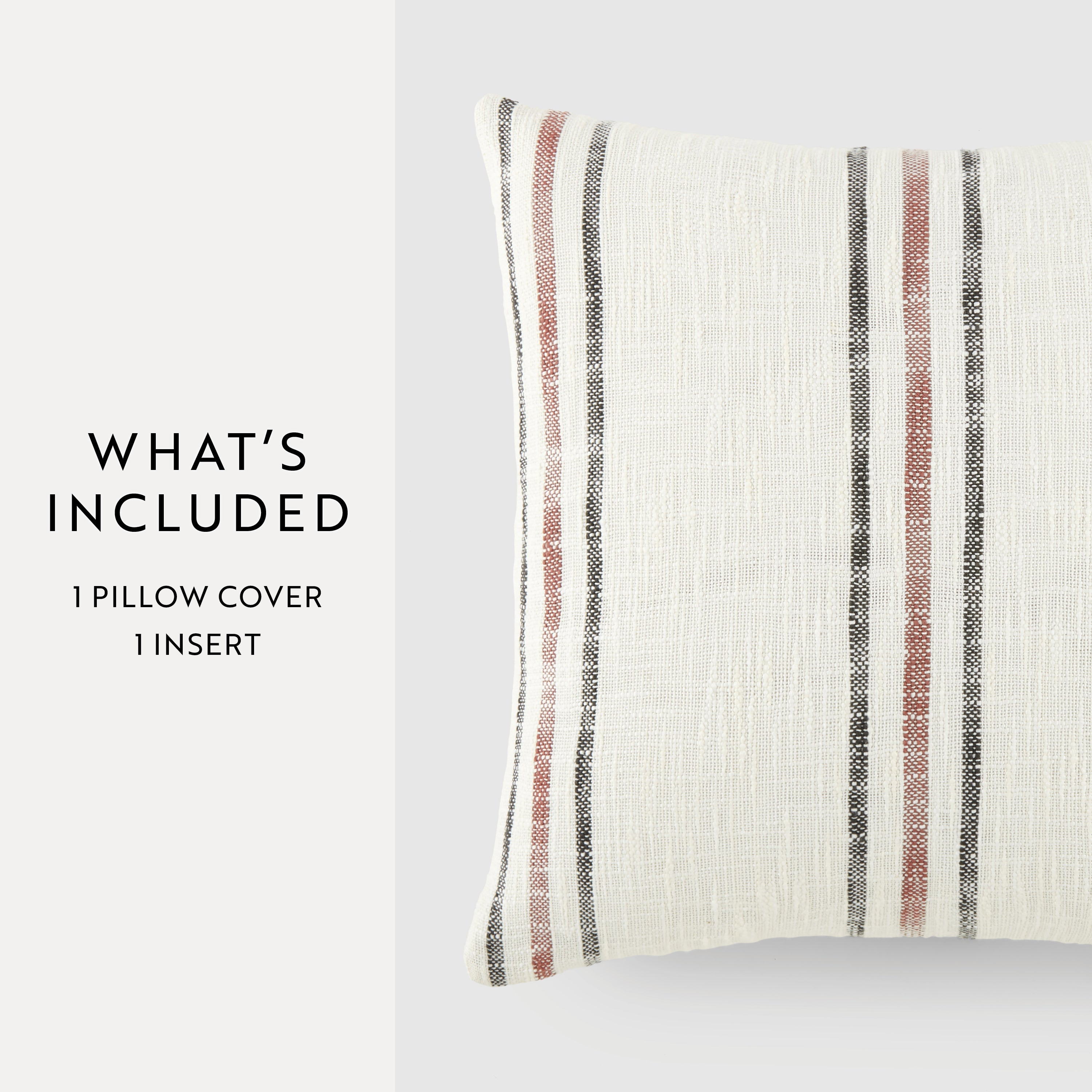 Framed Stripe Yarn-Dyed Cotton Decor Throw Pillow Cover