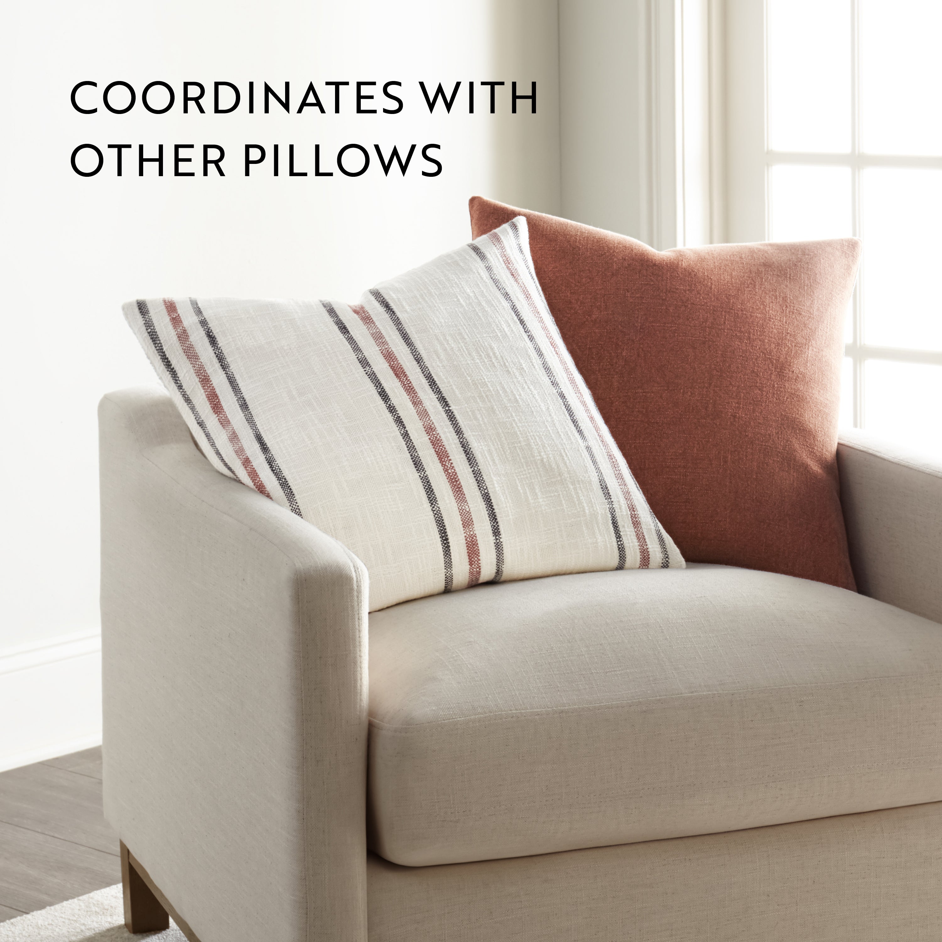 Framed Stripe Yarn-Dyed Cotton Decor Throw Pillow Cover