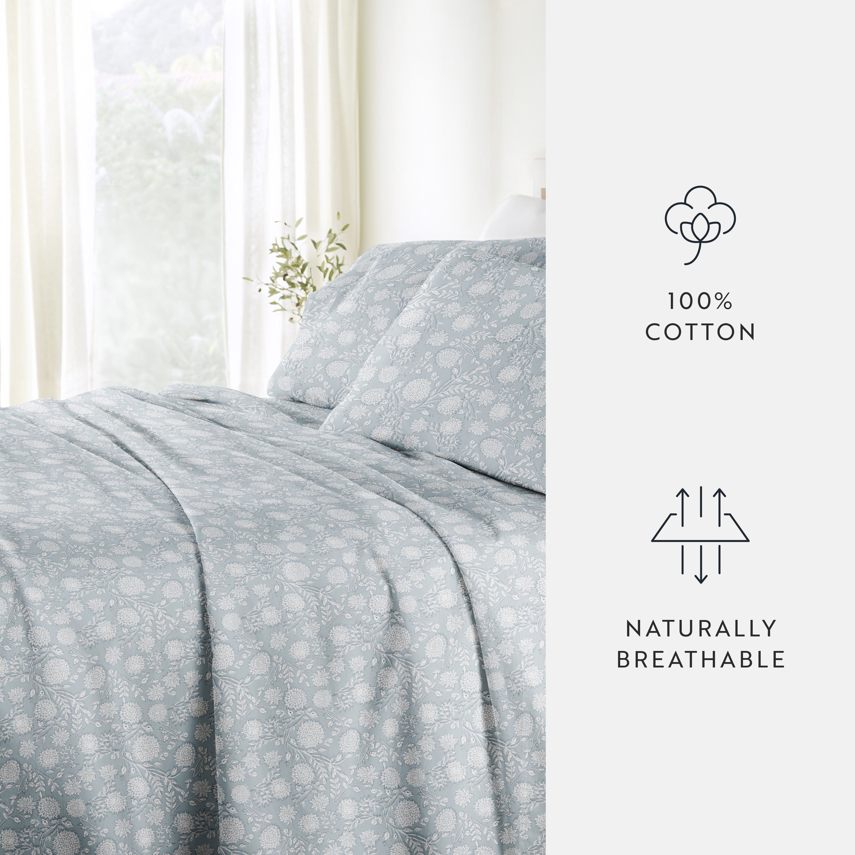 Bohemian Garden 100% Cotton Long Staple Sheet Set