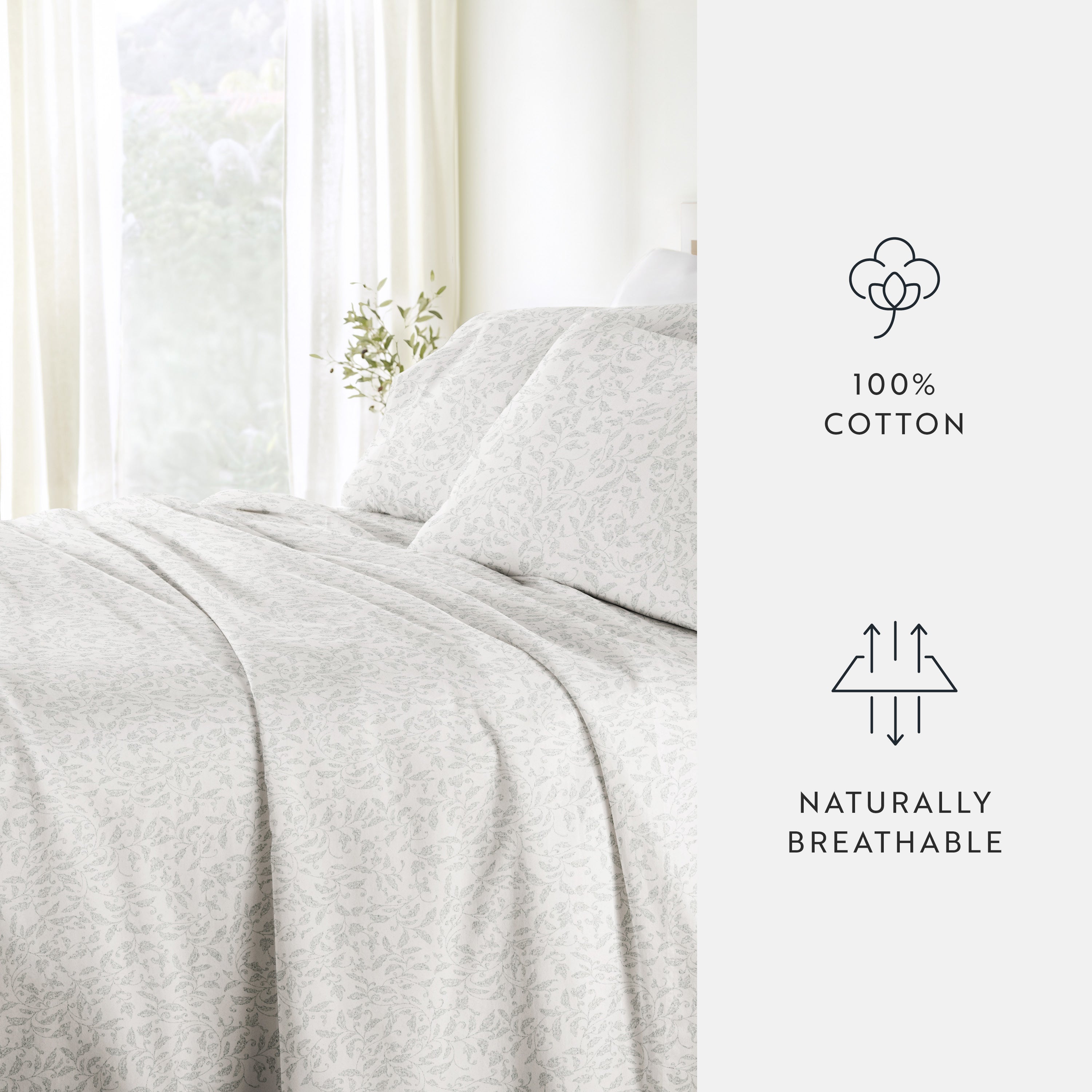Vines 100% Cotton Long Staple Sheet Set