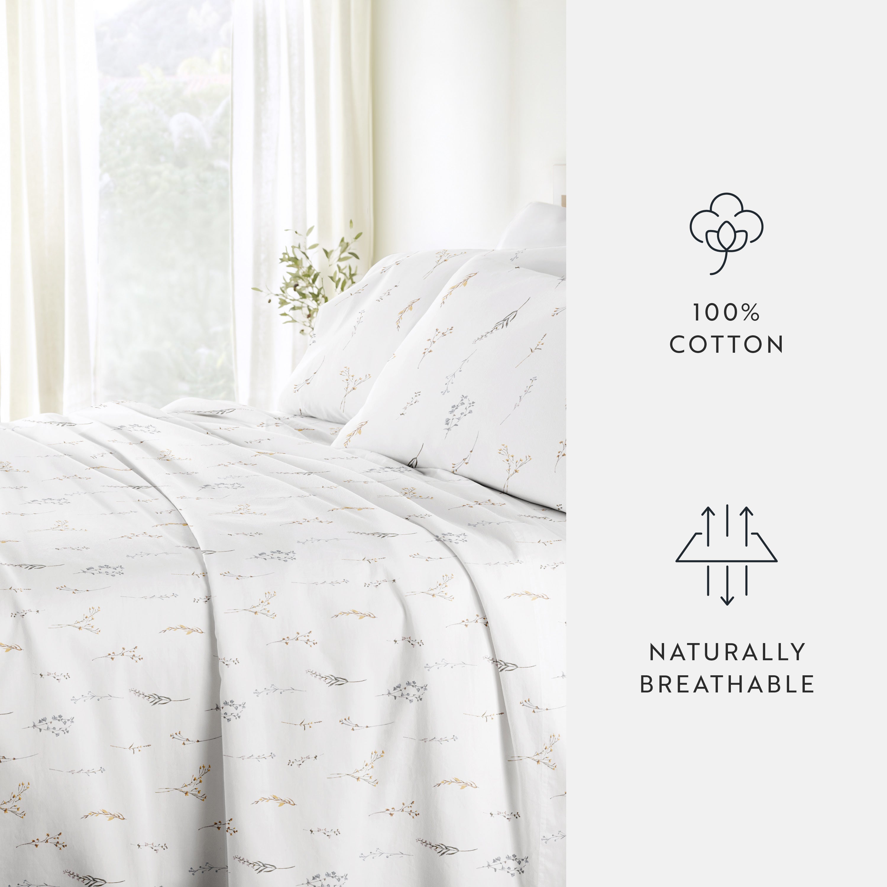 Wild Garden 100% Cotton Long Staple Sheet Set