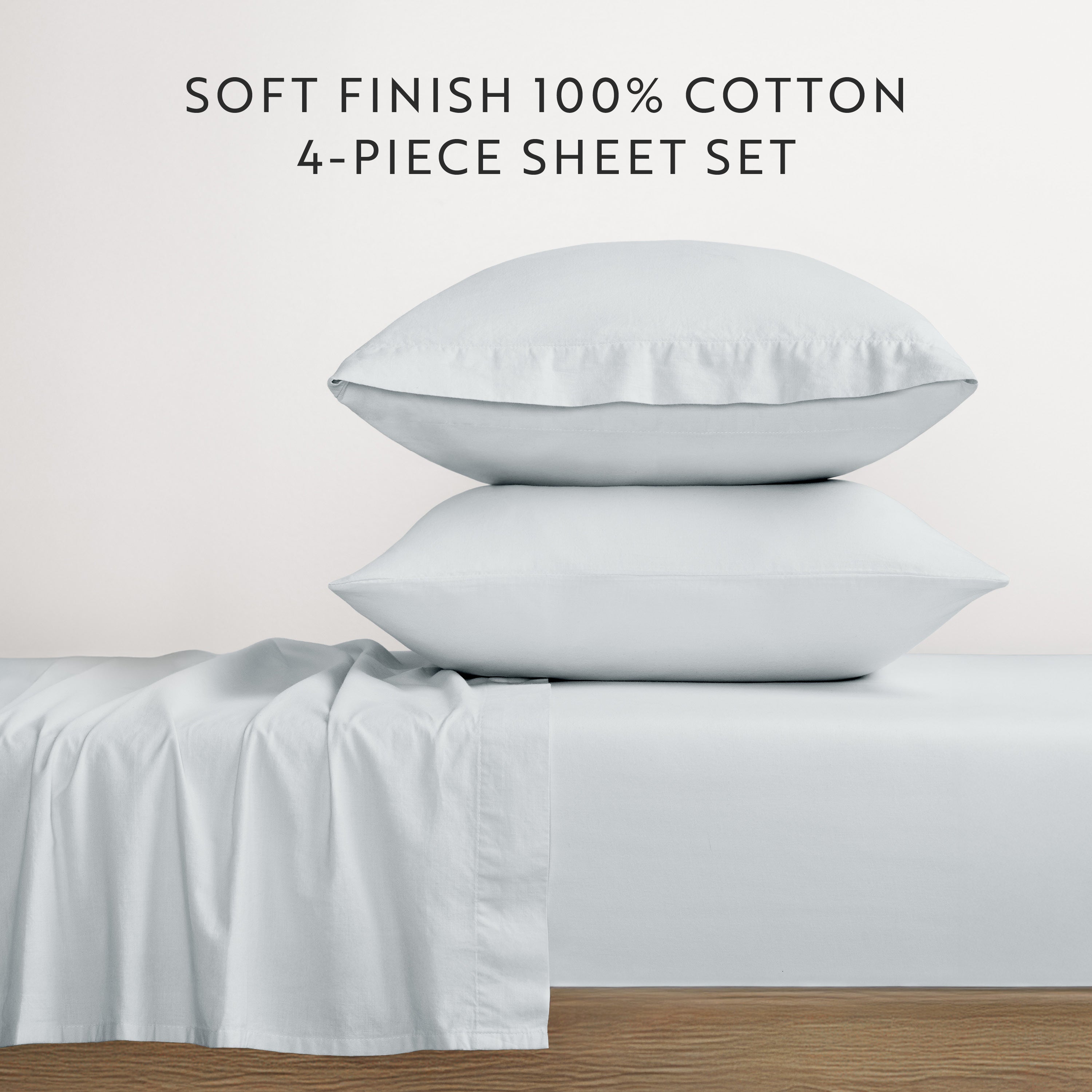 4-Piece 100% Cotton Percale Sheet Set