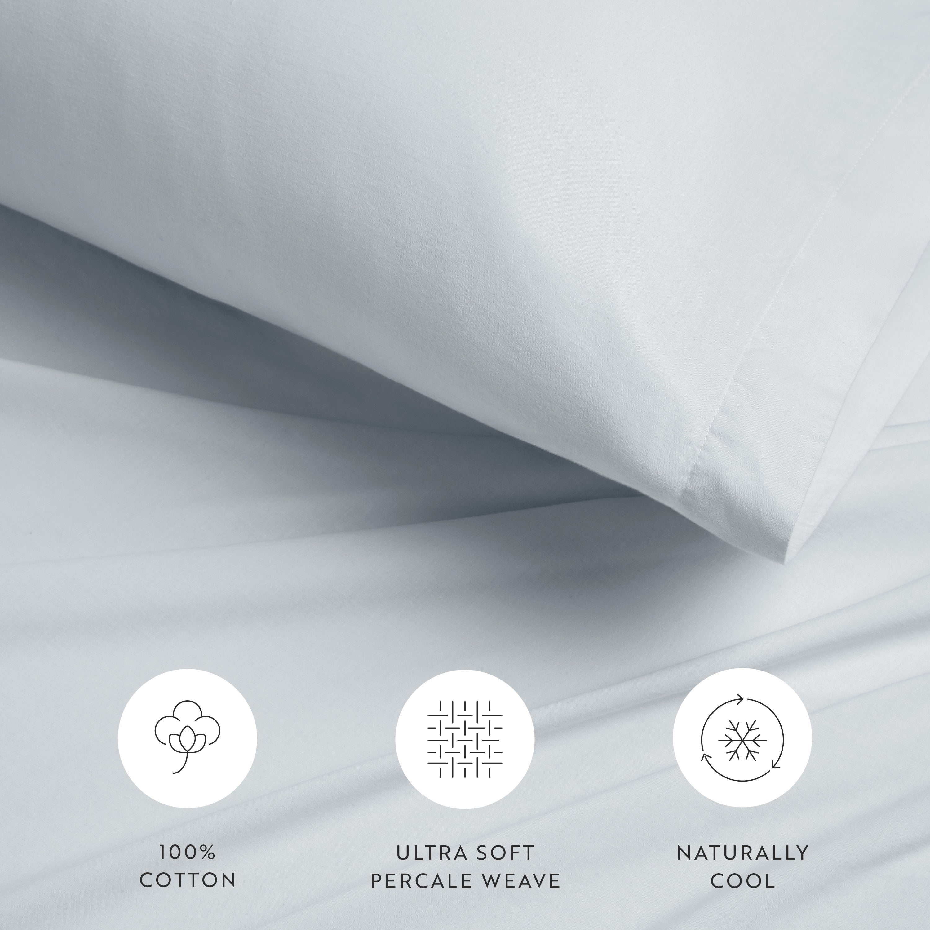 4-Piece 100% Cotton Percale Sheet Set