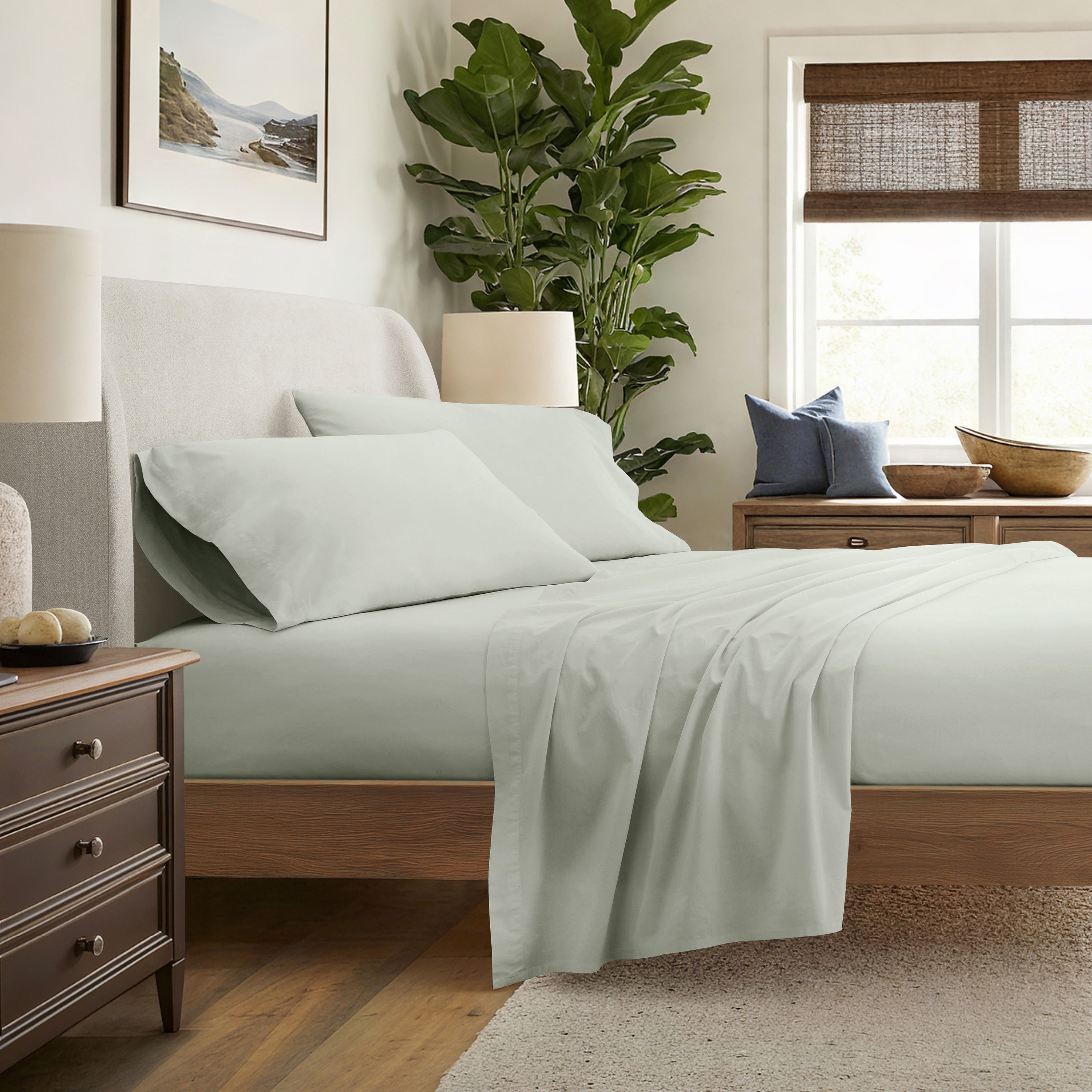 4-Piece 100% Cotton Percale Sheet Set