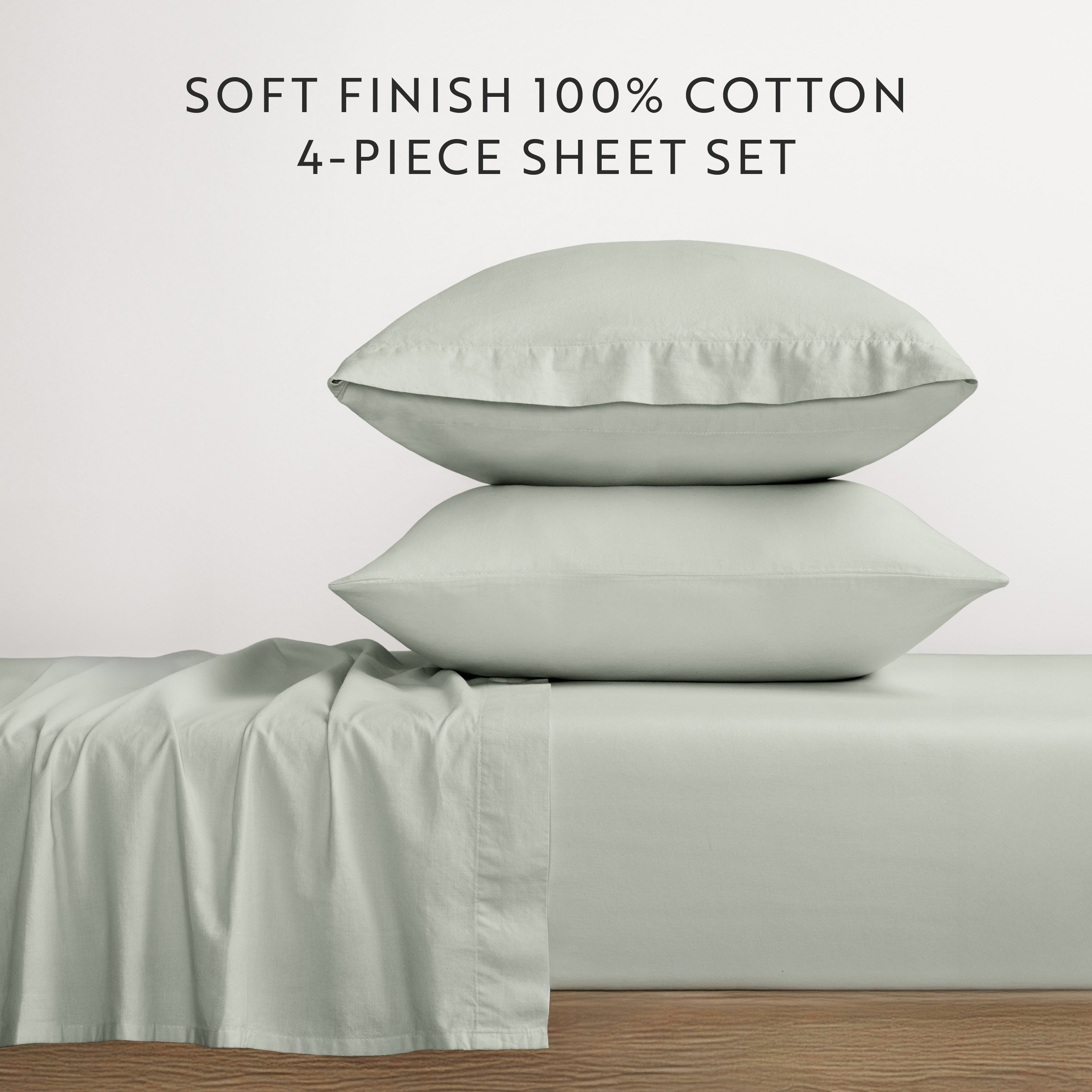 4-Piece 100% Cotton Percale Sheet Set