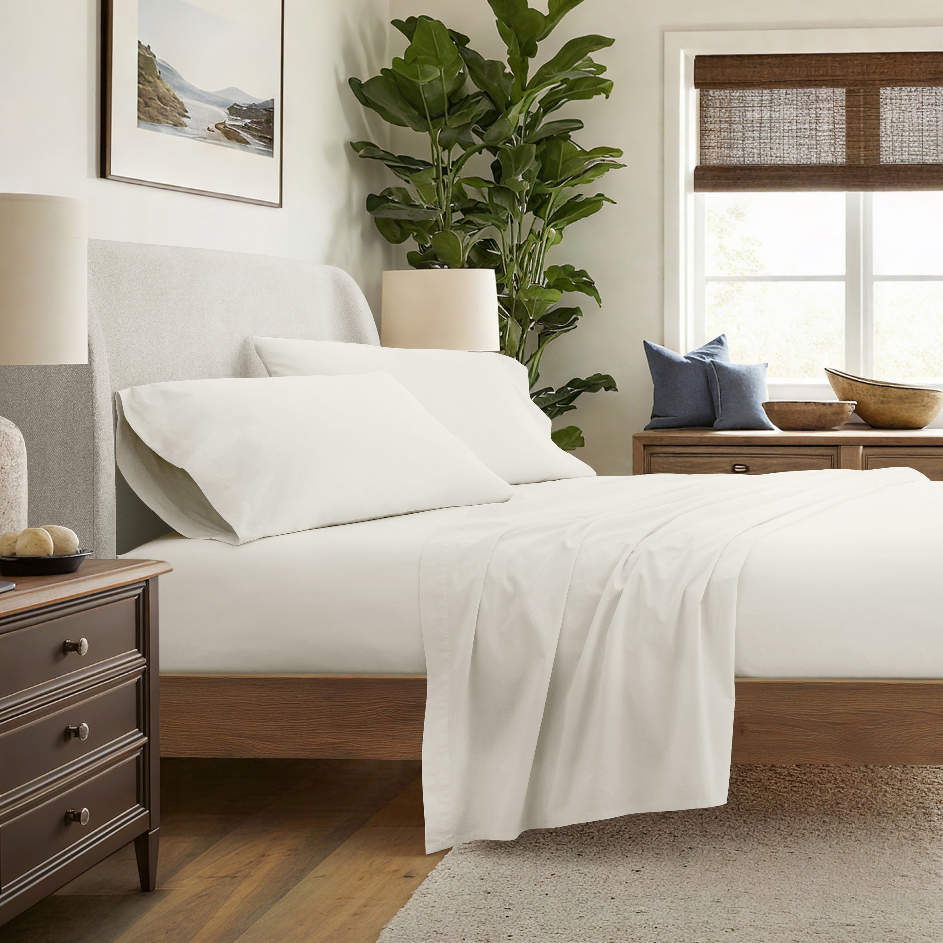 4-Piece 100% Cotton Percale Sheet Set