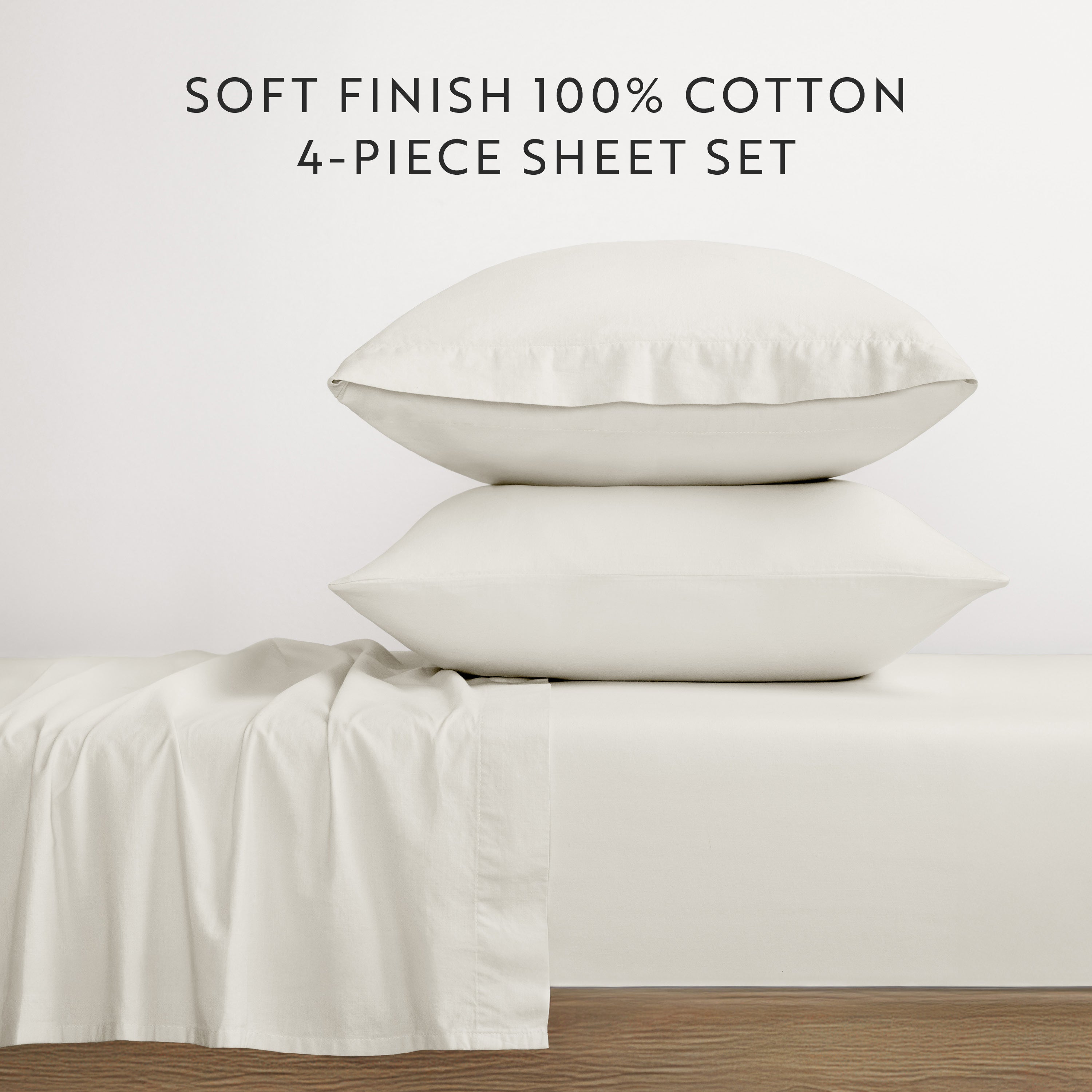 4-Piece 100% Cotton Percale Sheet Set