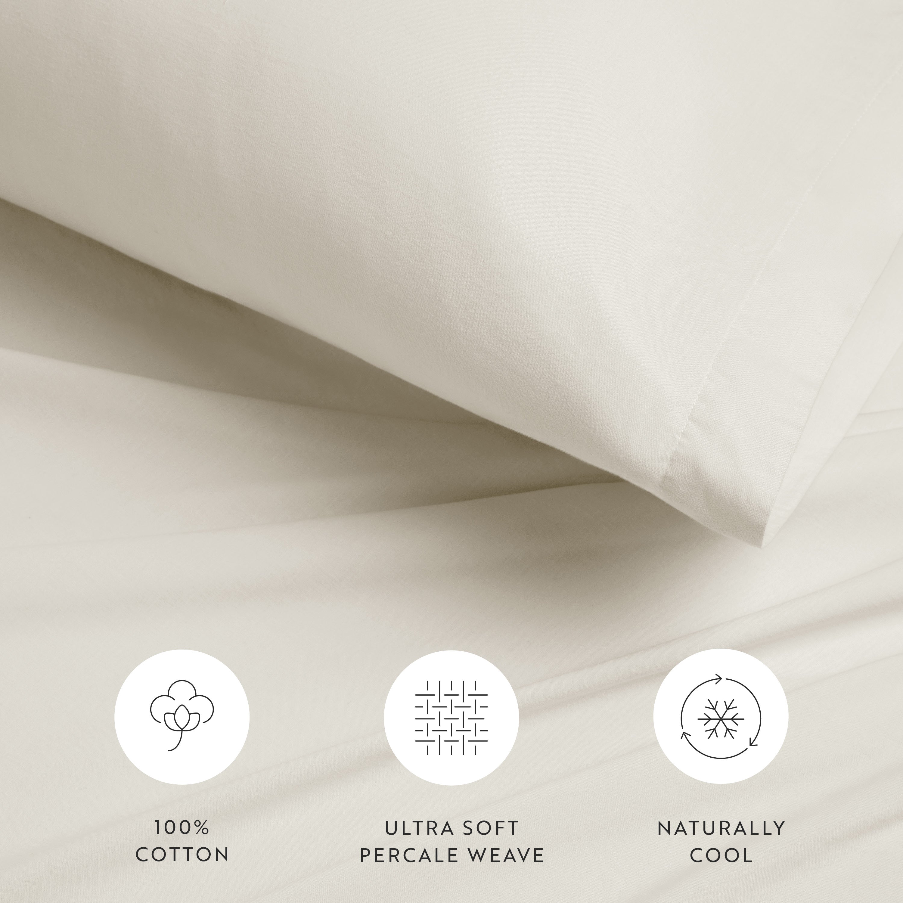 4-Piece 100% Cotton Percale Sheet Set