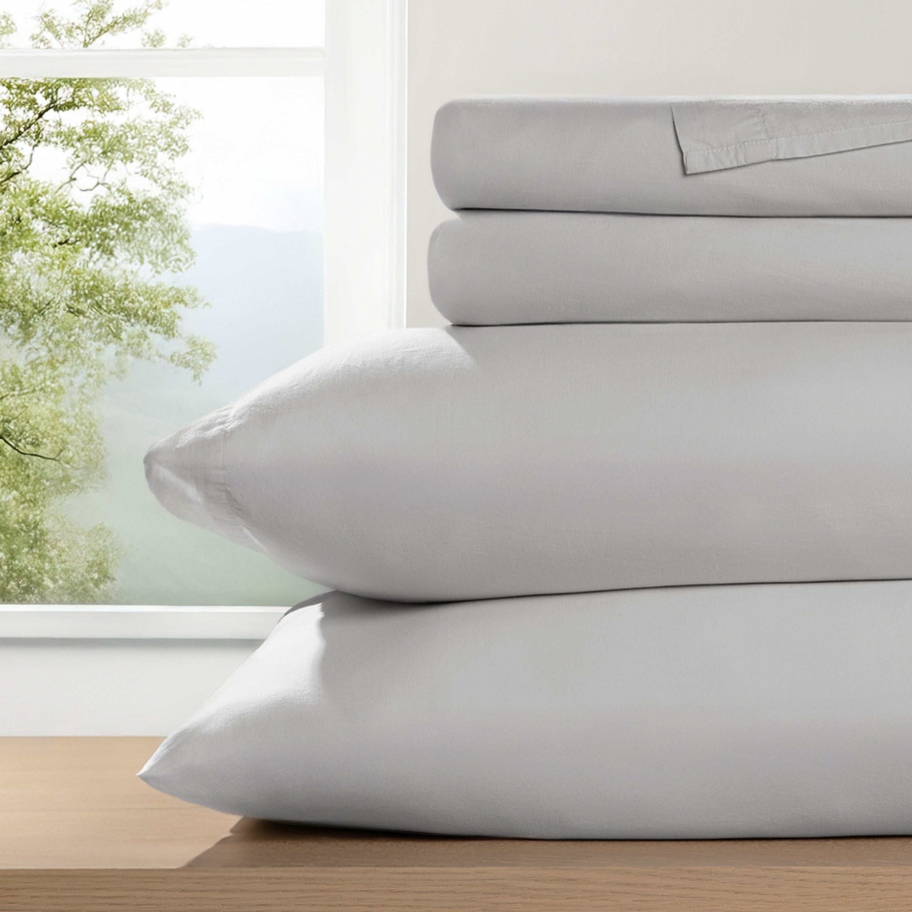 4-Piece 100% Cotton Percale Sheet Set