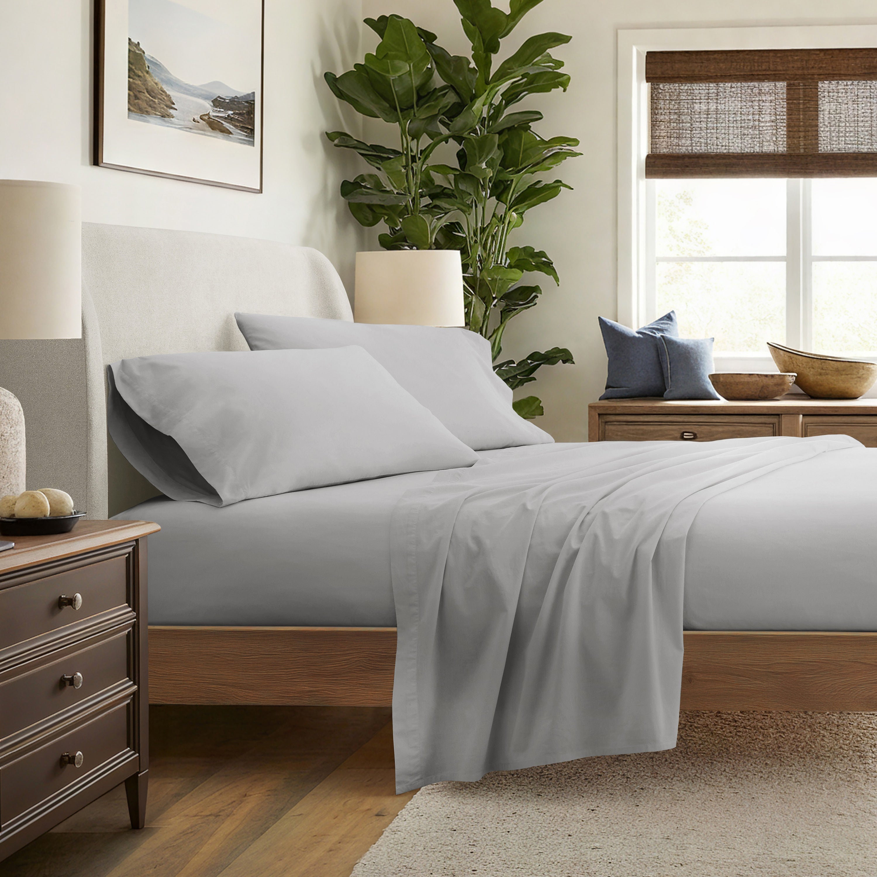 4-Piece 100% Cotton Percale Sheet Set