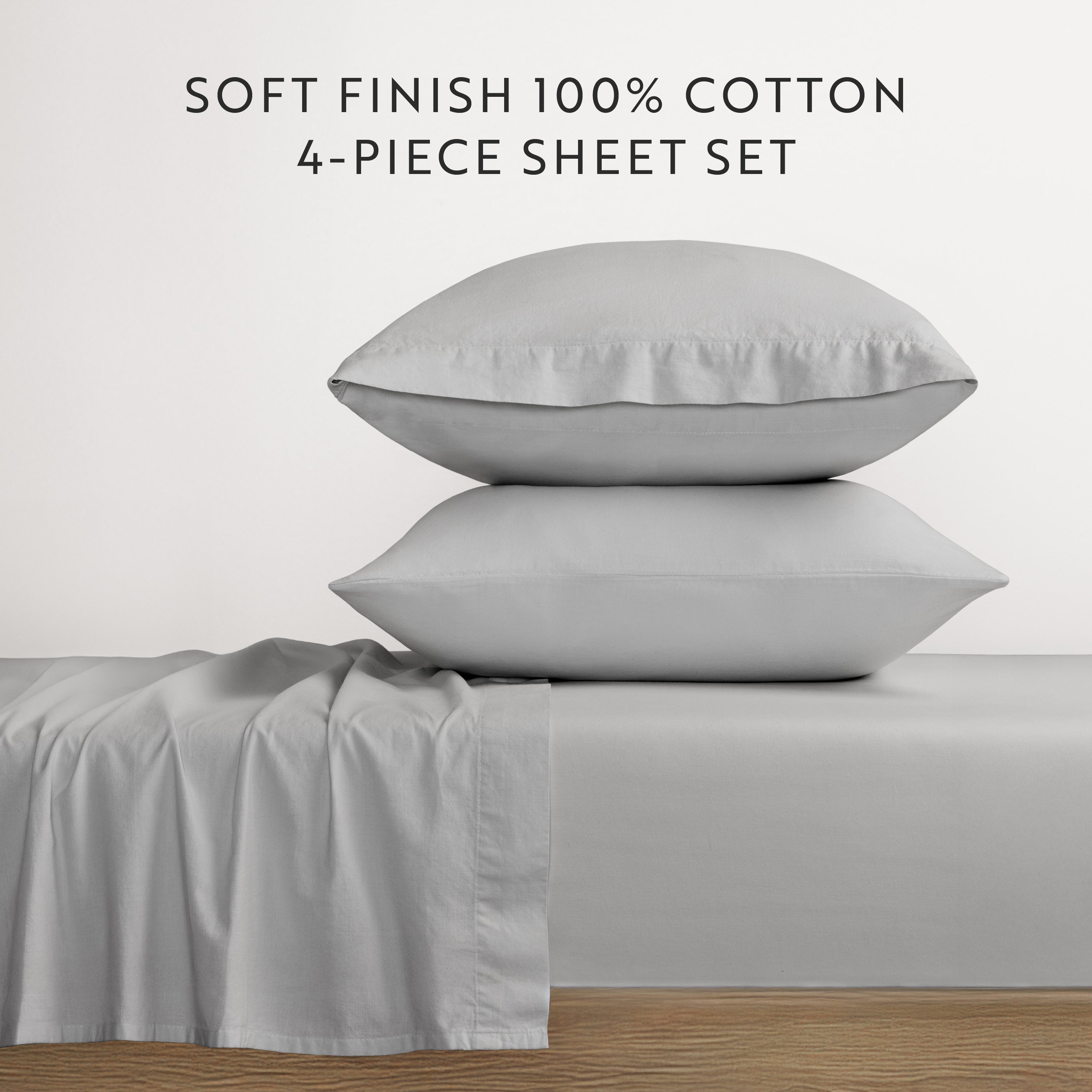 4-Piece 100% Cotton Percale Sheet Set