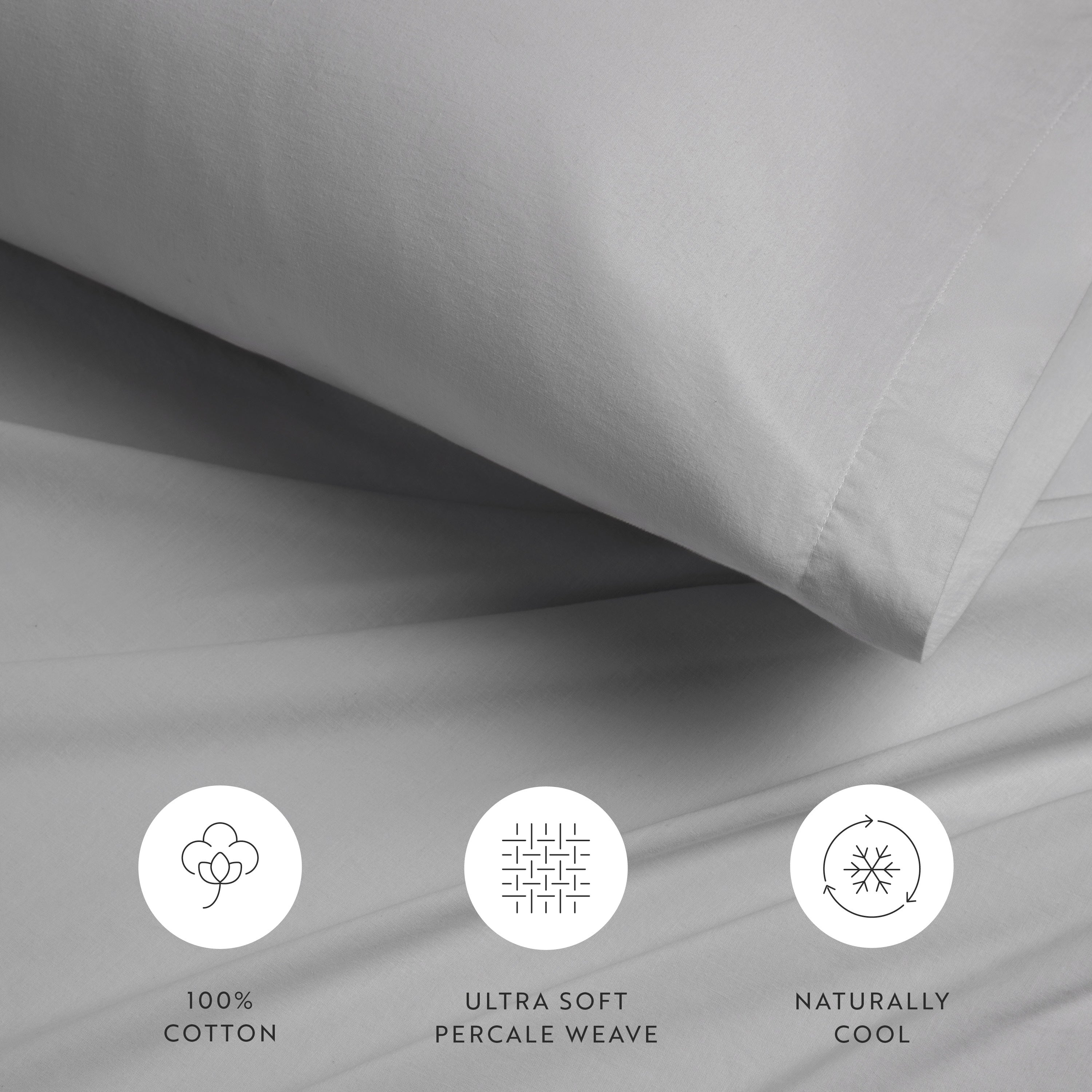 4-Piece 100% Cotton Percale Sheet Set