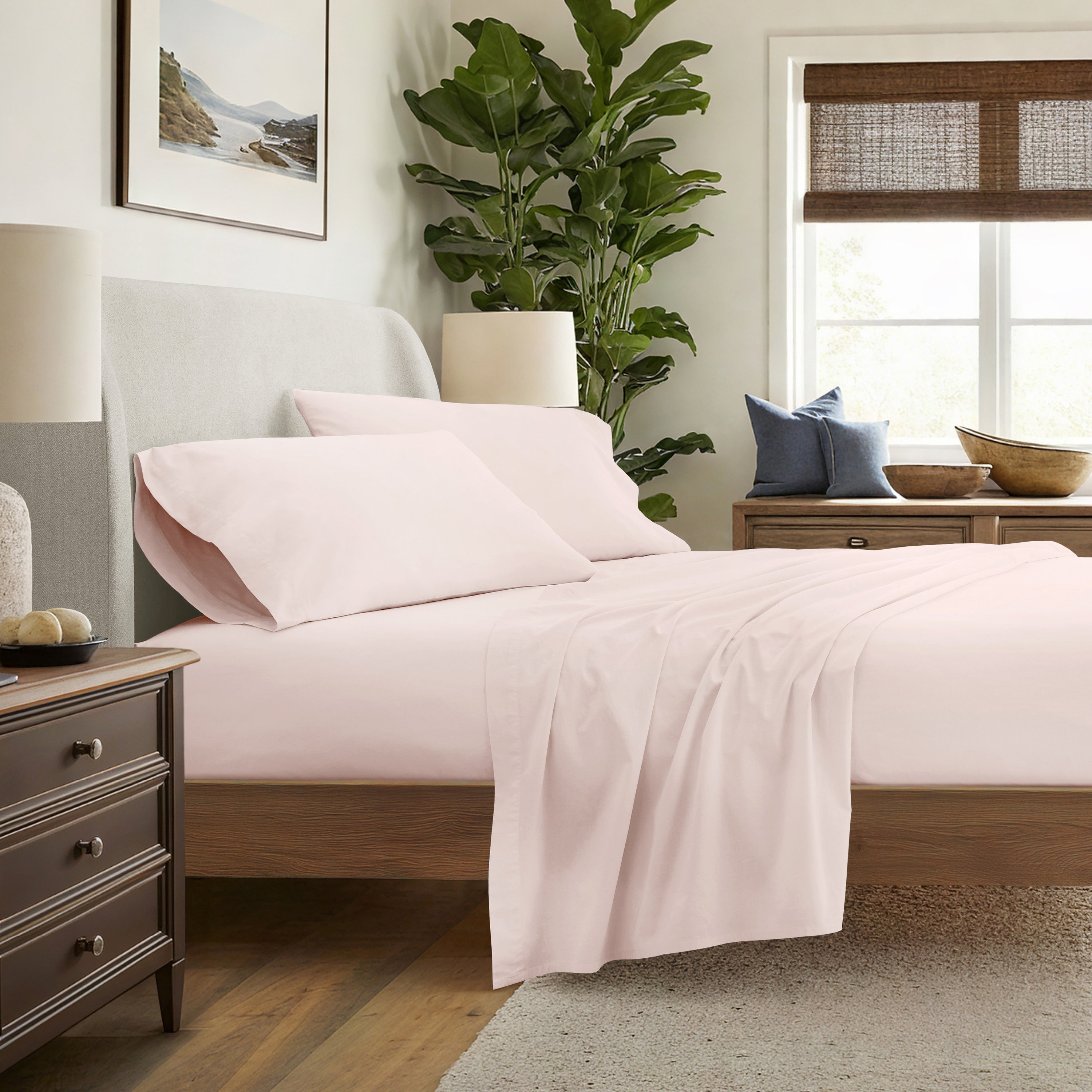 4-Piece 100% Cotton Percale Sheet Set