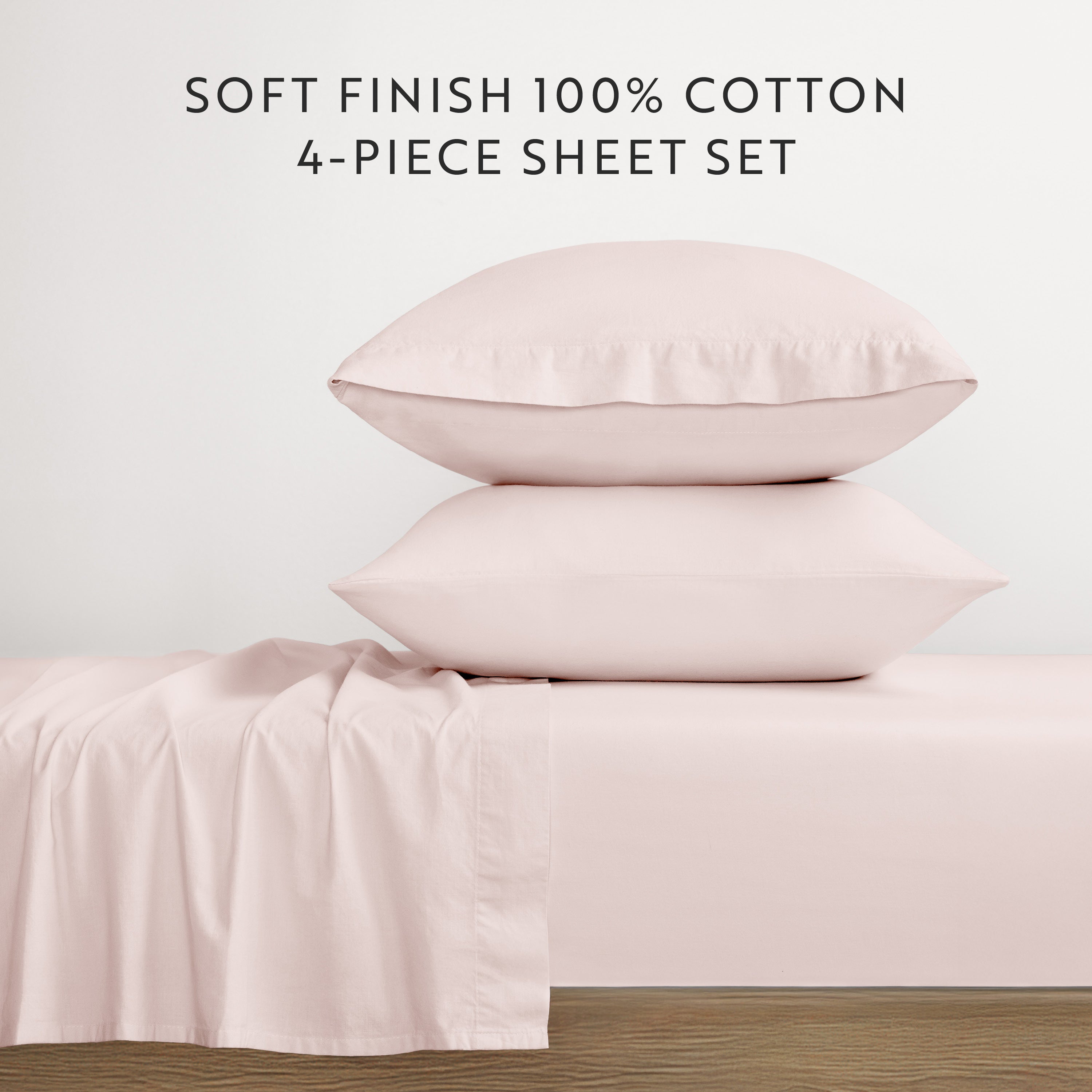 4-Piece 100% Cotton Percale Sheet Set