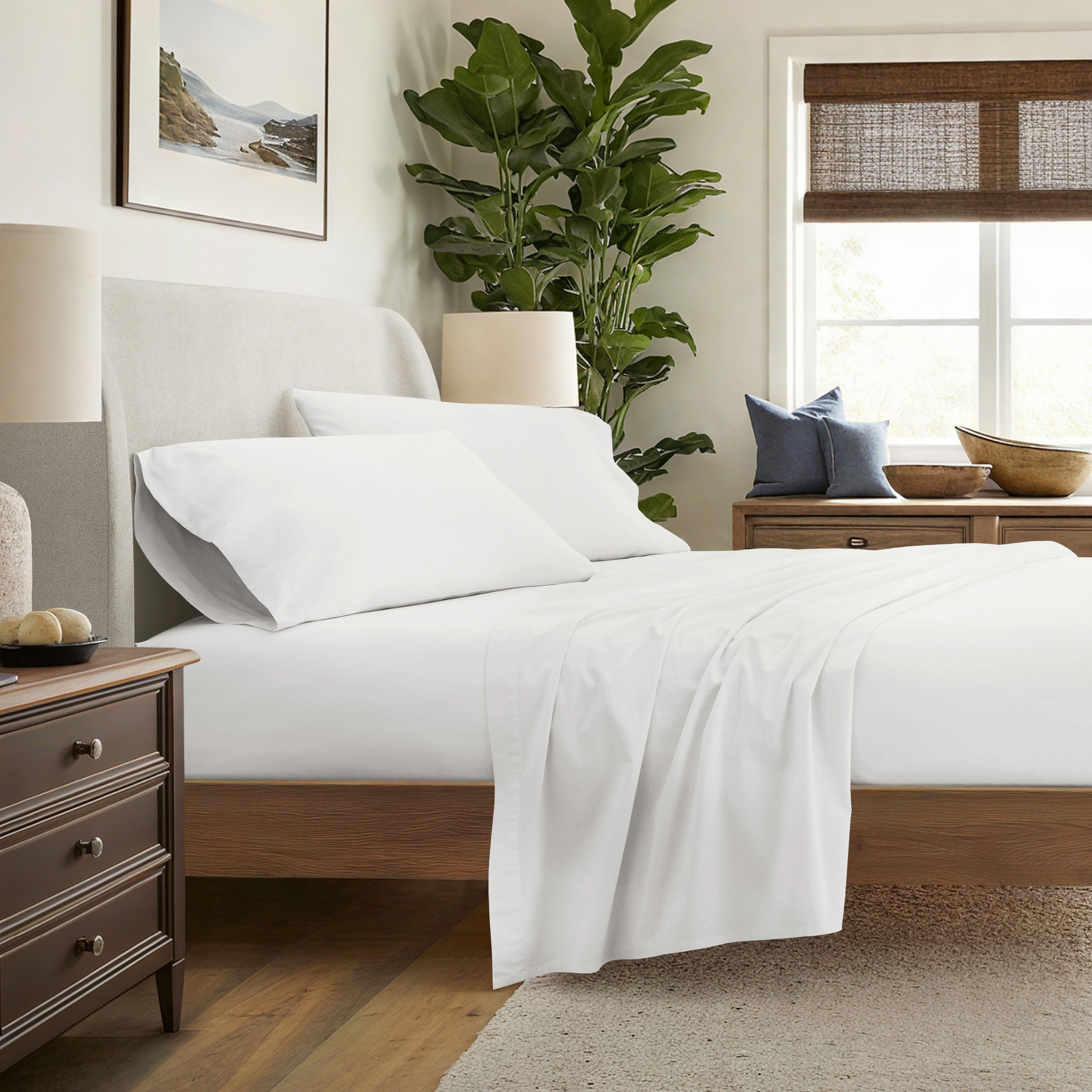 4-Piece 100% Cotton Percale Sheet Set