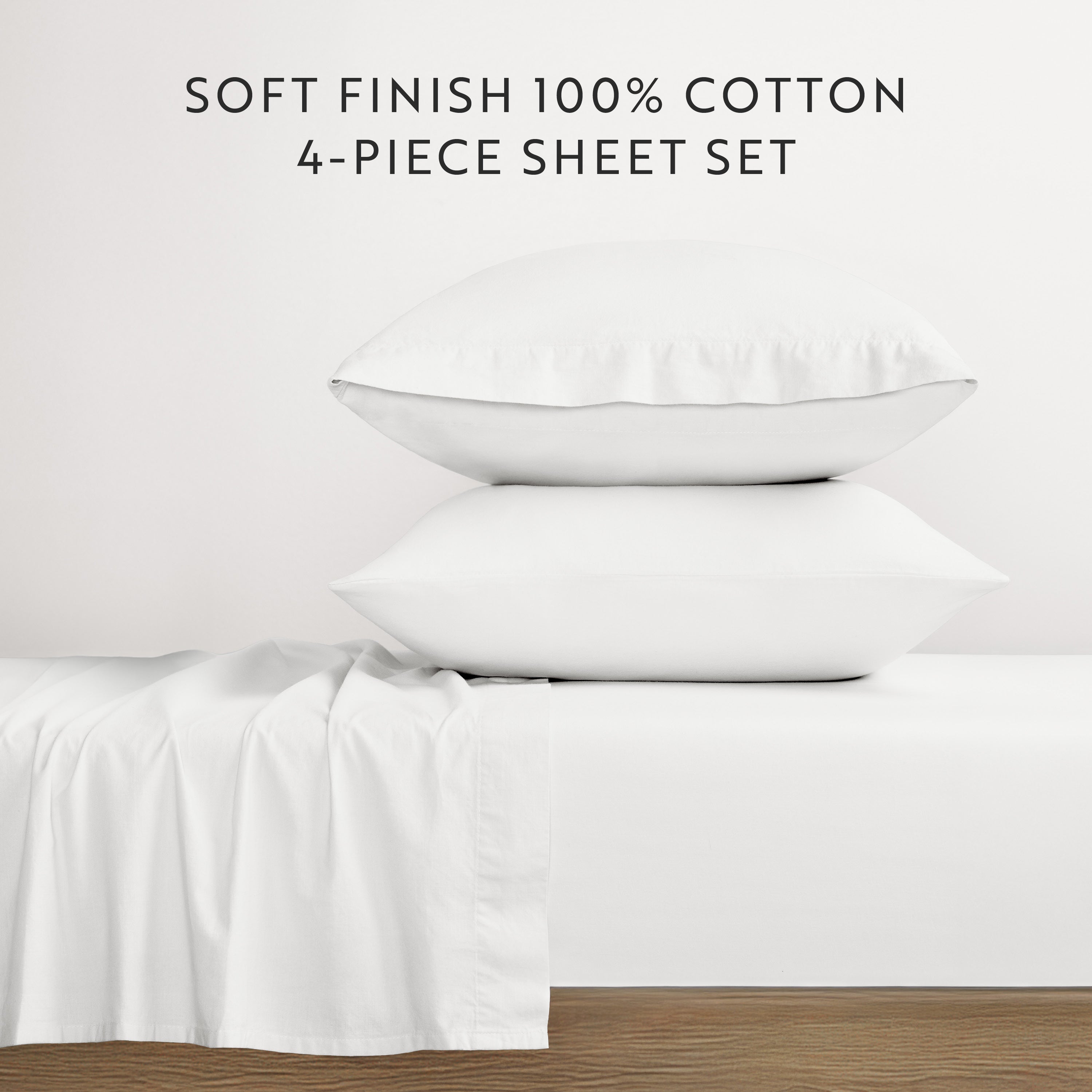 4-Piece 100% Cotton Percale Sheet Set