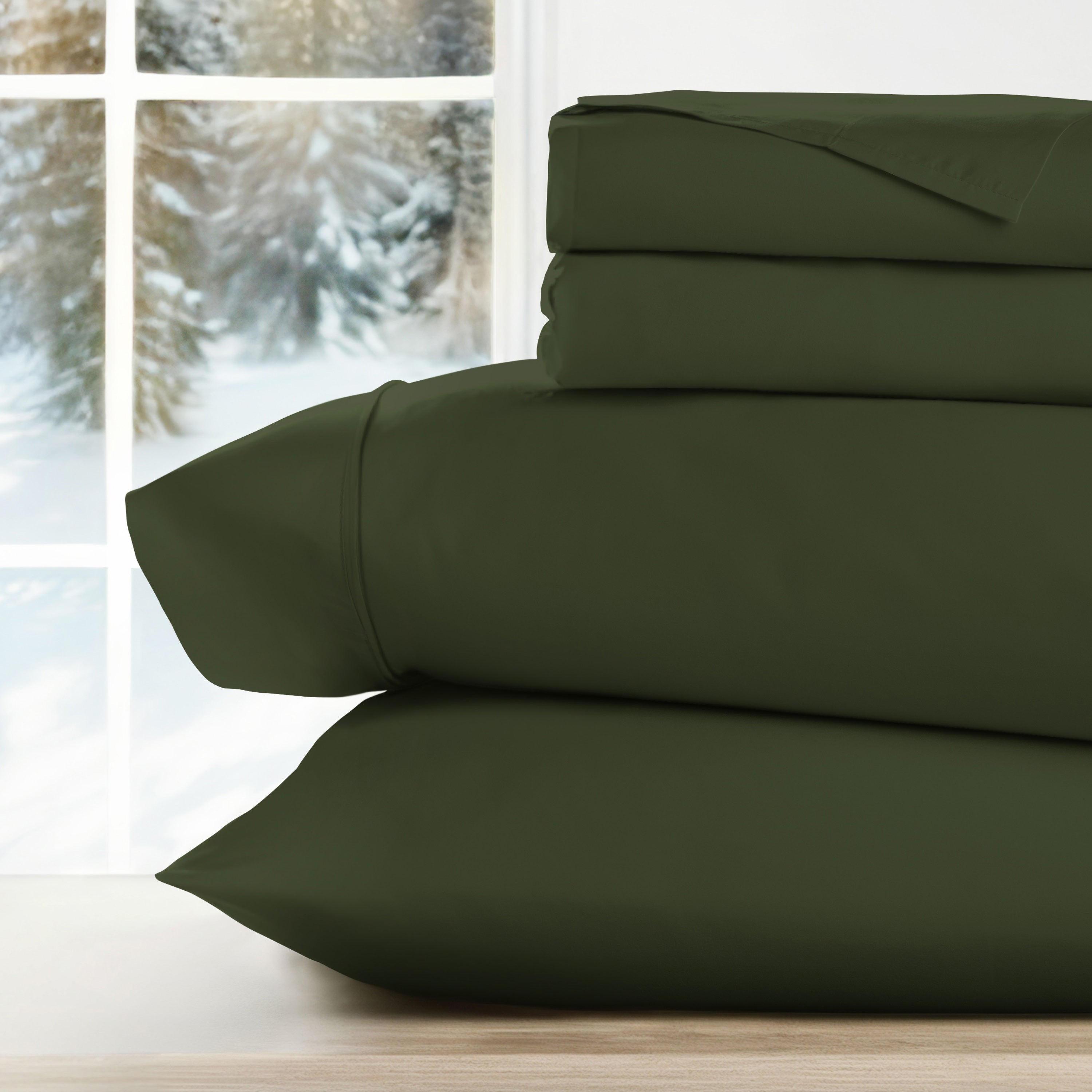 4-Piece Double Brushed Solid Sheet Set