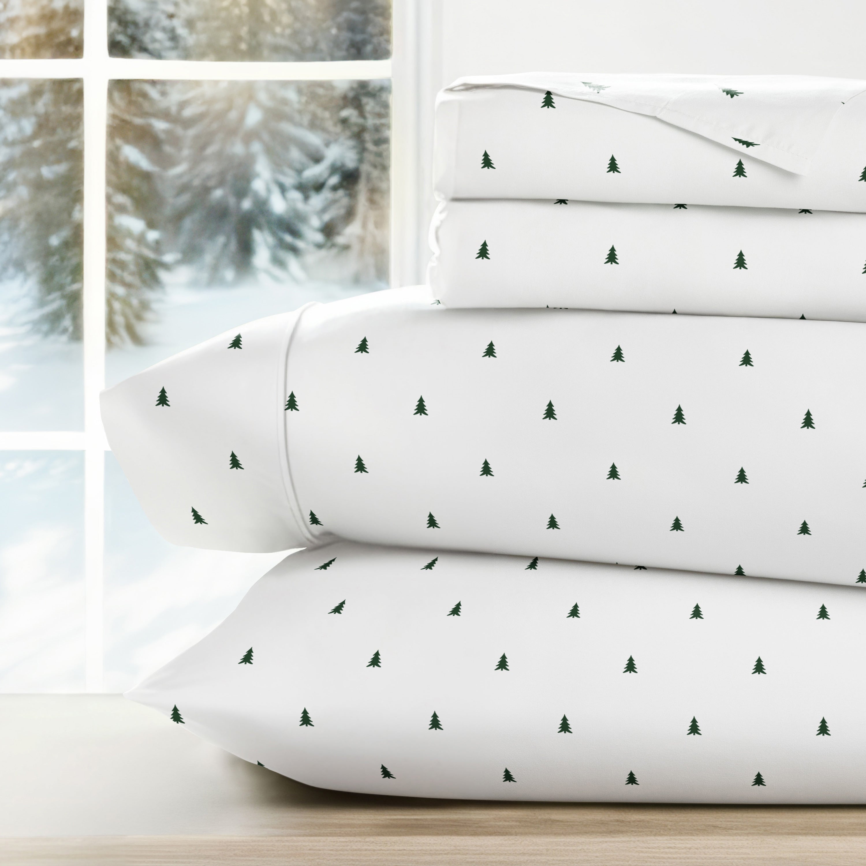 Pine Tree 4-Piece Patterned Sheet Set