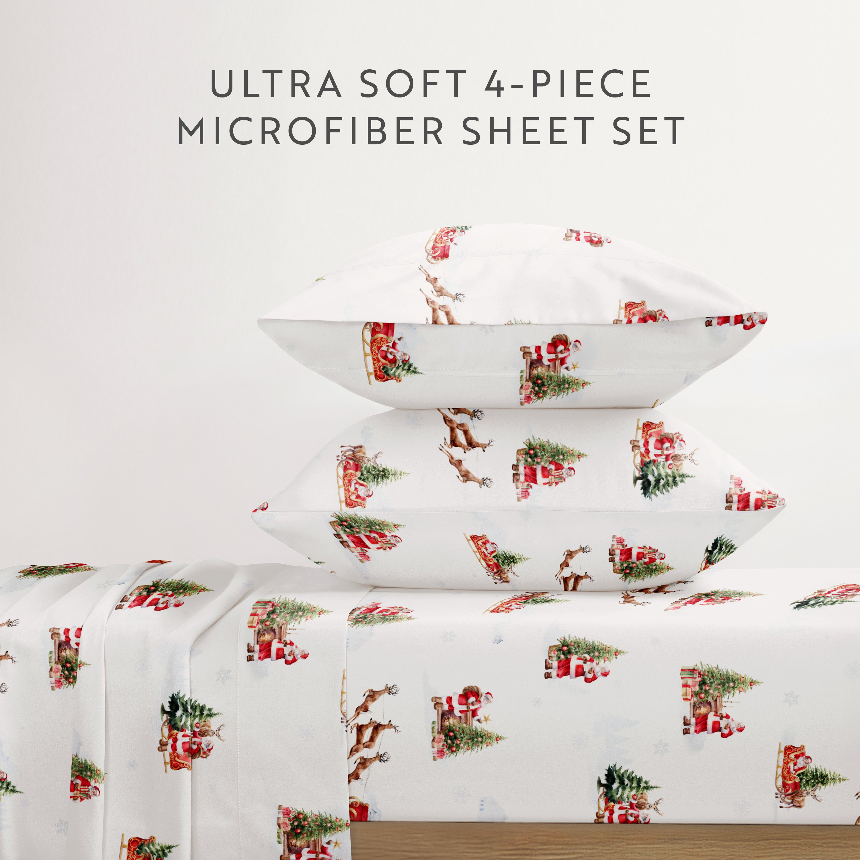 Nostalgic Santa 4-Piece Patterned Sheet Set