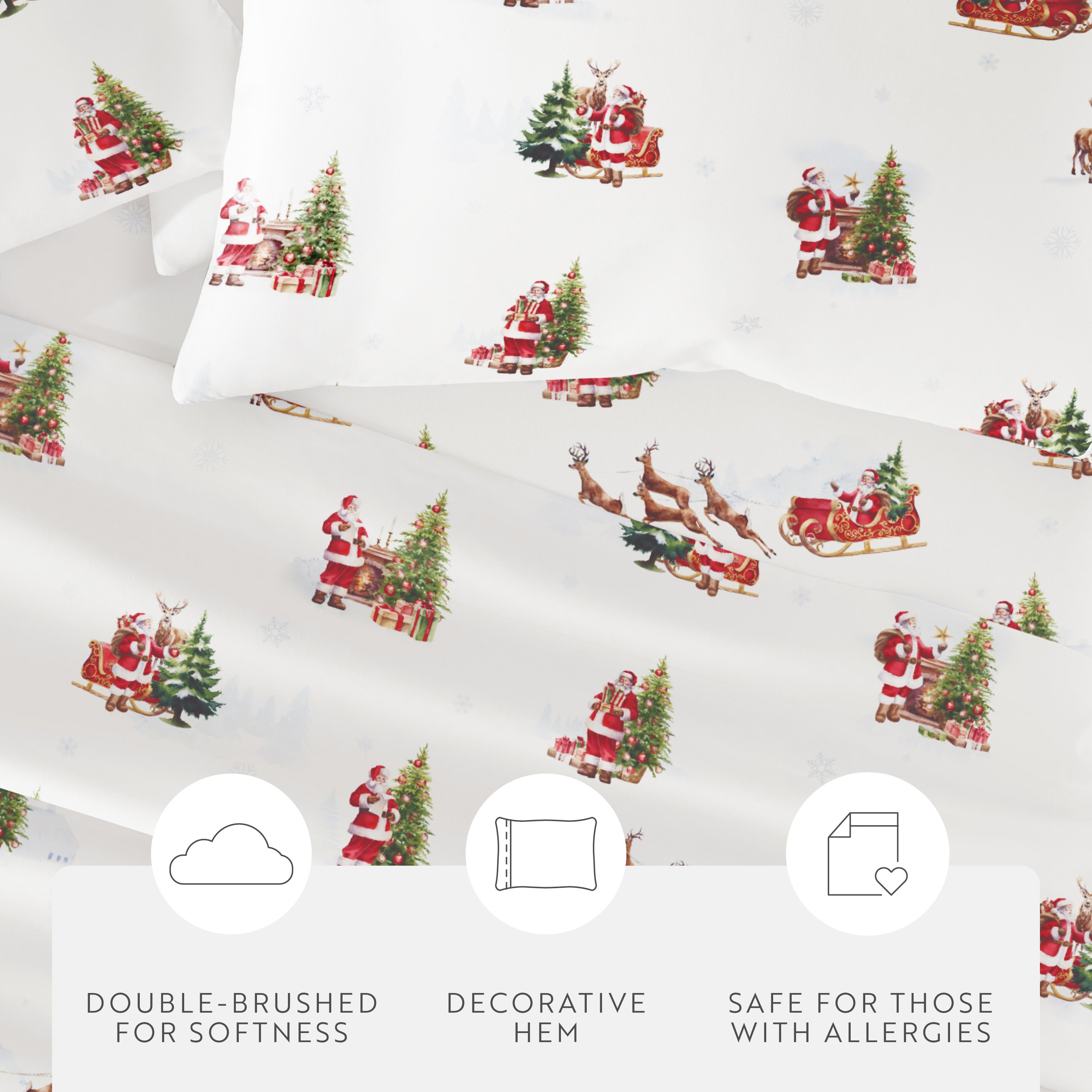 Nostalgic Santa 4-Piece Patterned Sheet Set