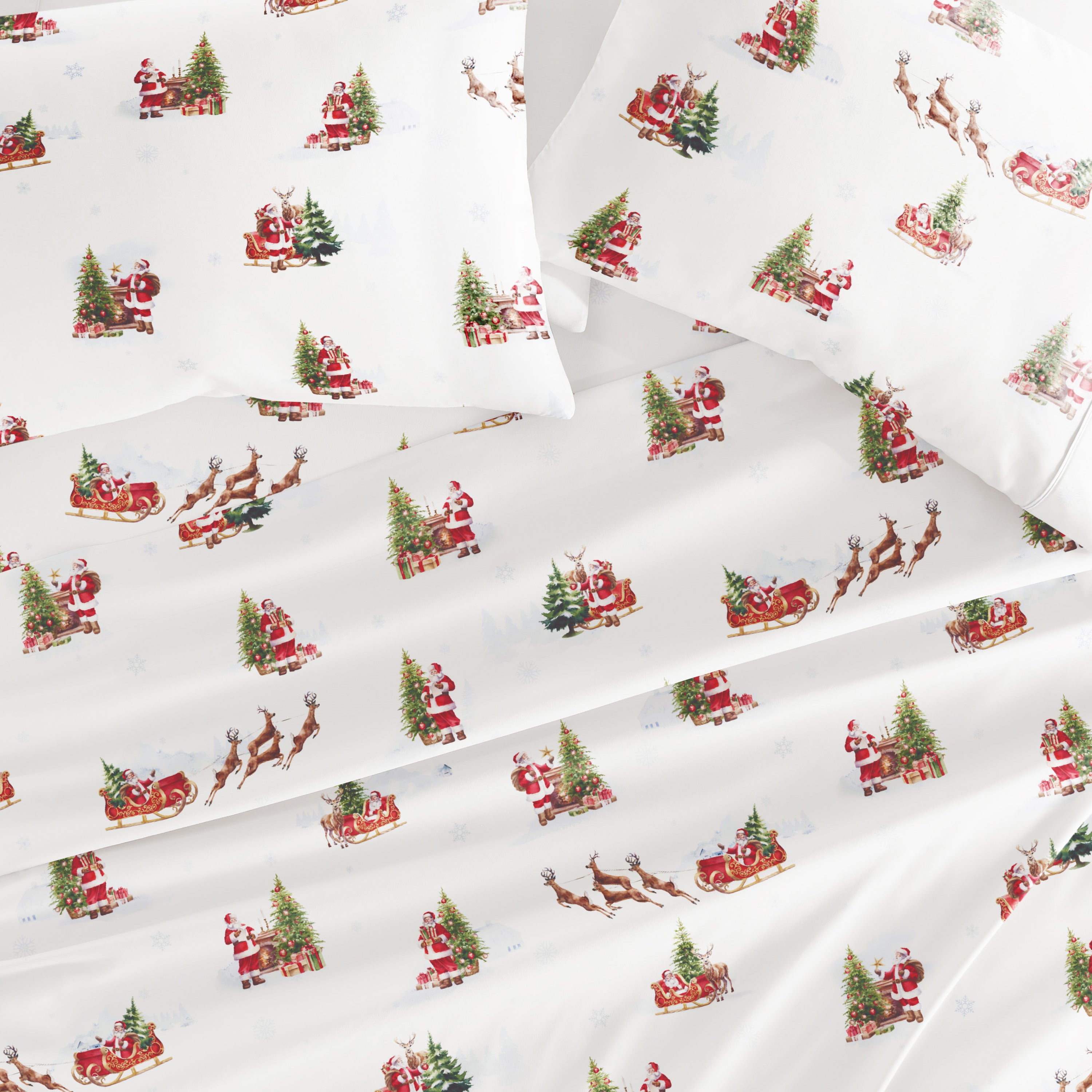 Nostalgic Santa 4-Piece Patterned Sheet Set