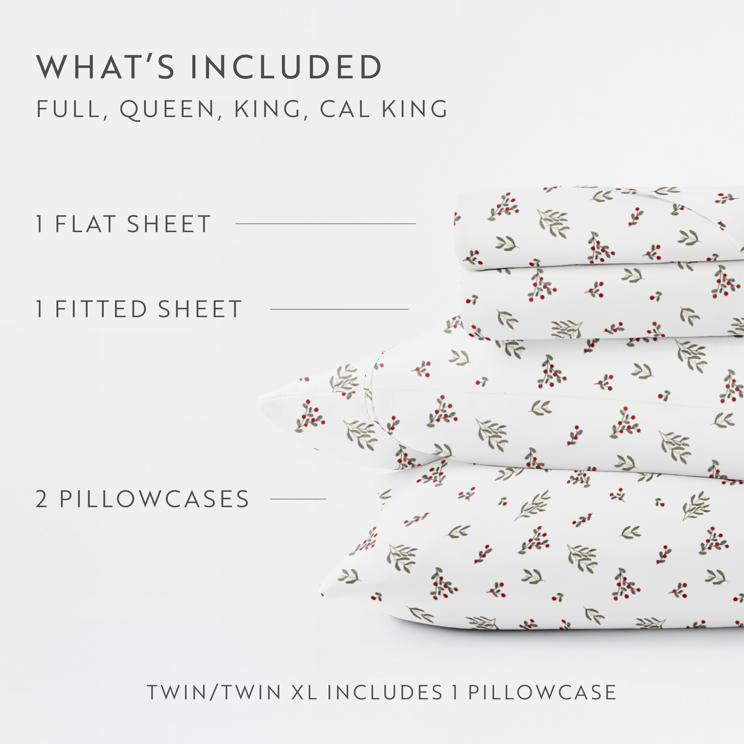 Winter Berries 4-Piece Patterned Sheet Set