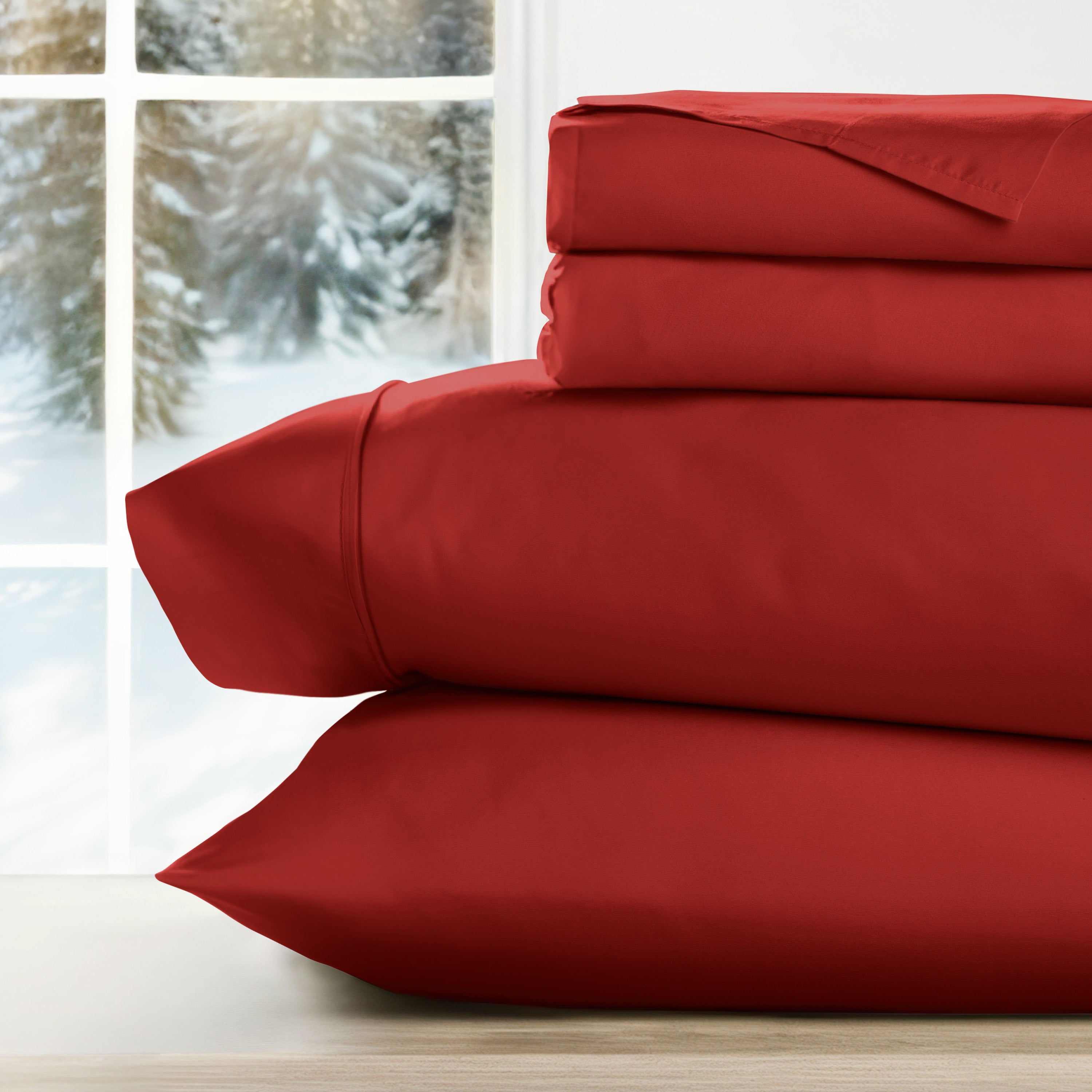 4-Piece Double Brushed Solid Sheet Set