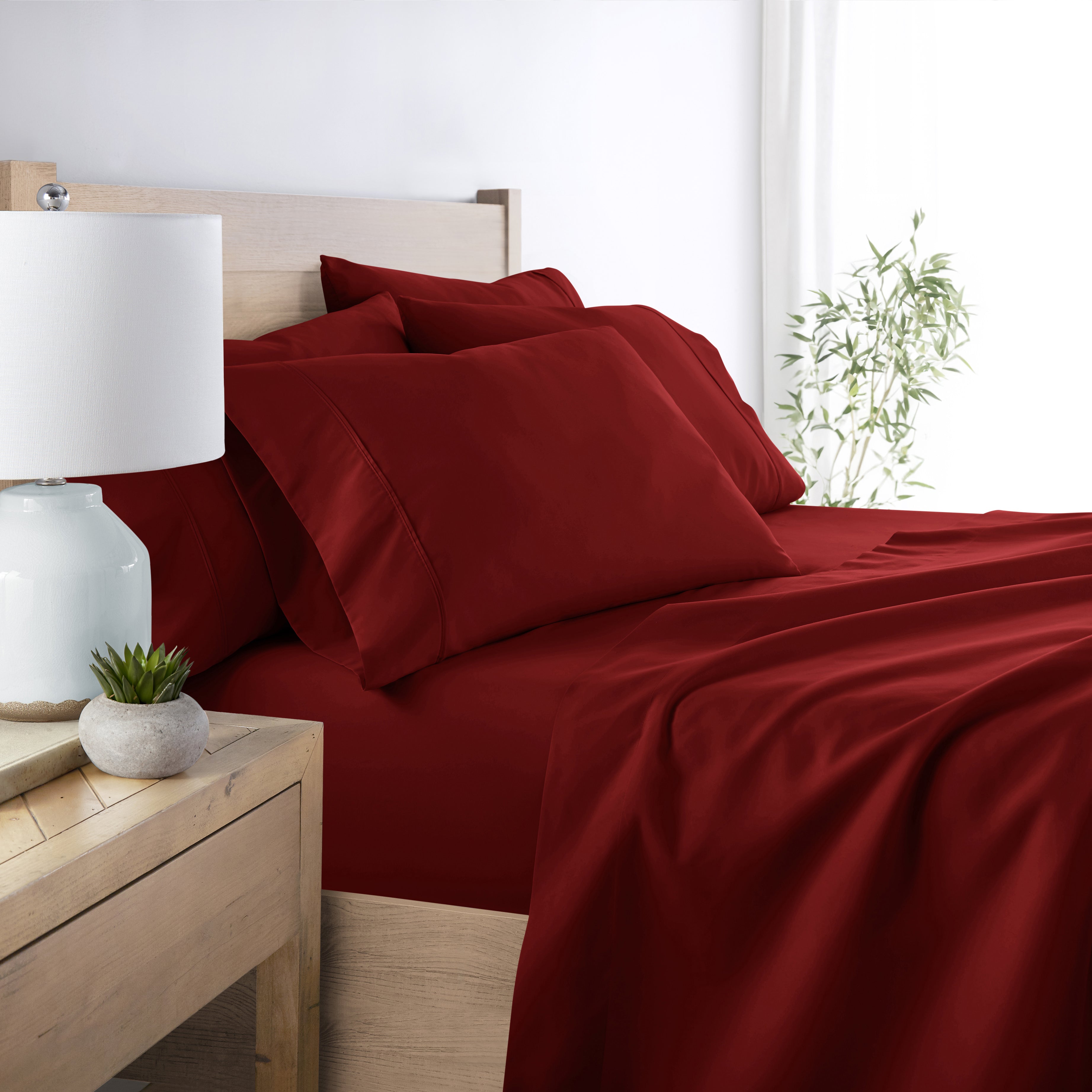 6-Piece Double Brushed Solid Sheet Set