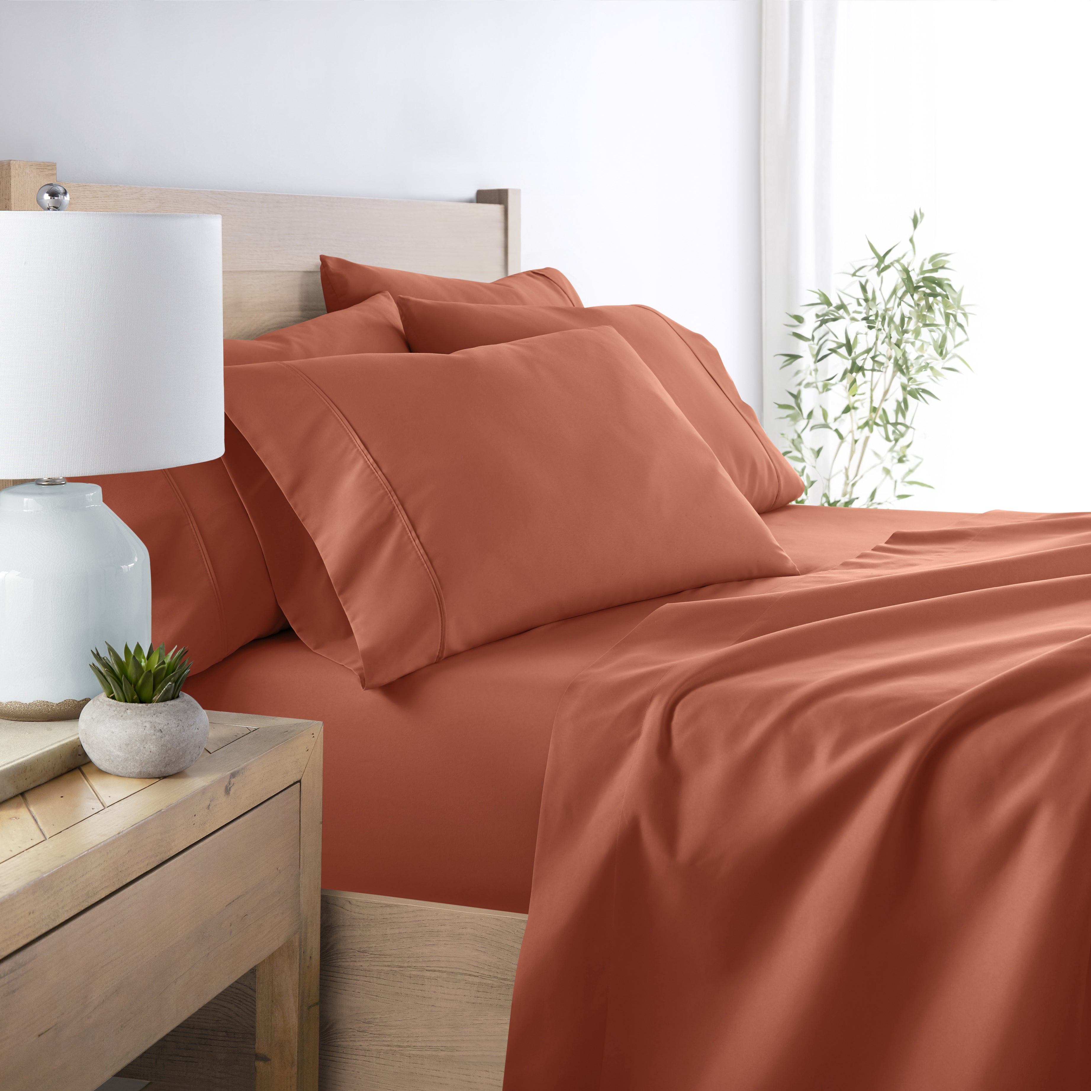 6-Piece Double Brushed Solid Sheet Set