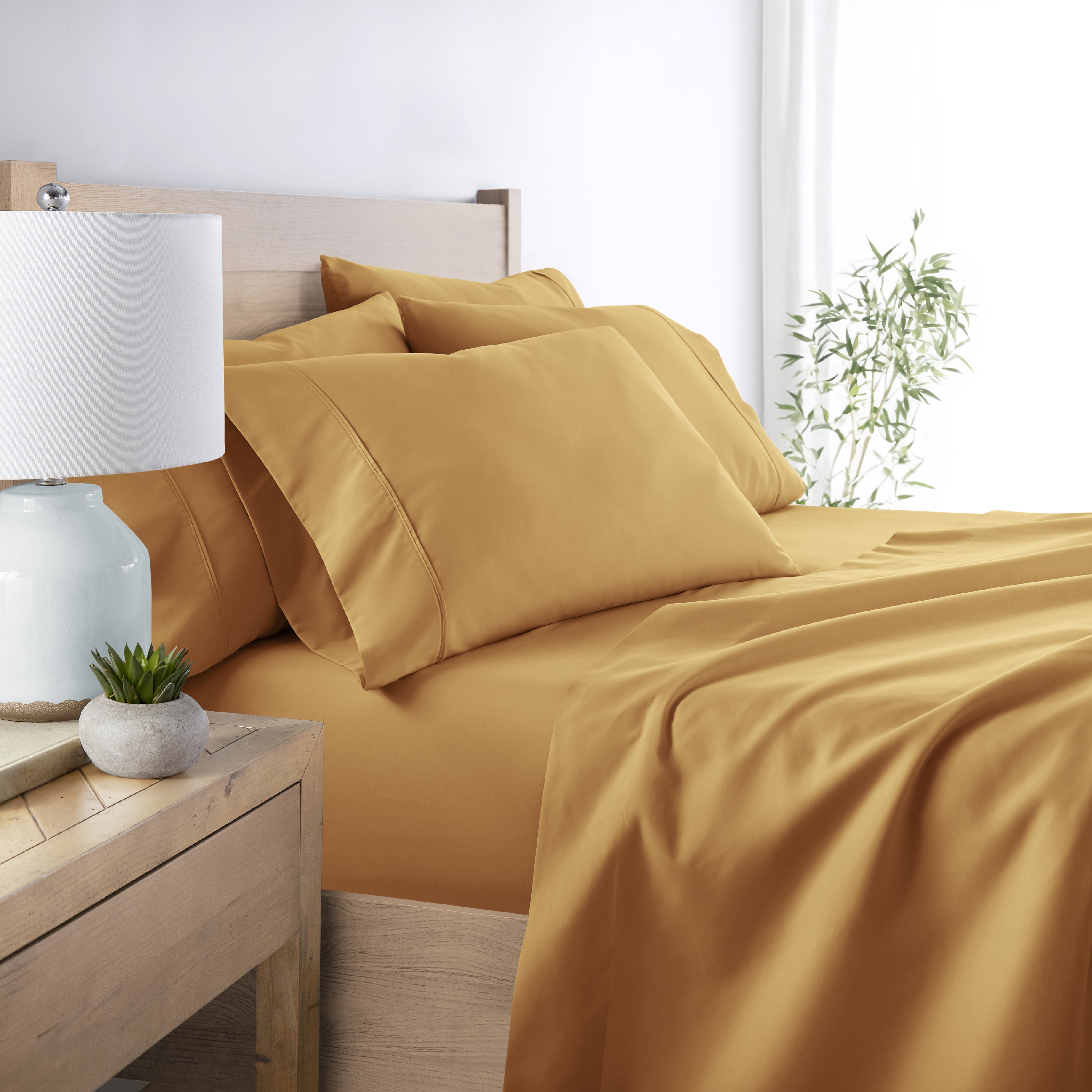 6-Piece Double Brushed Solid Sheet Set