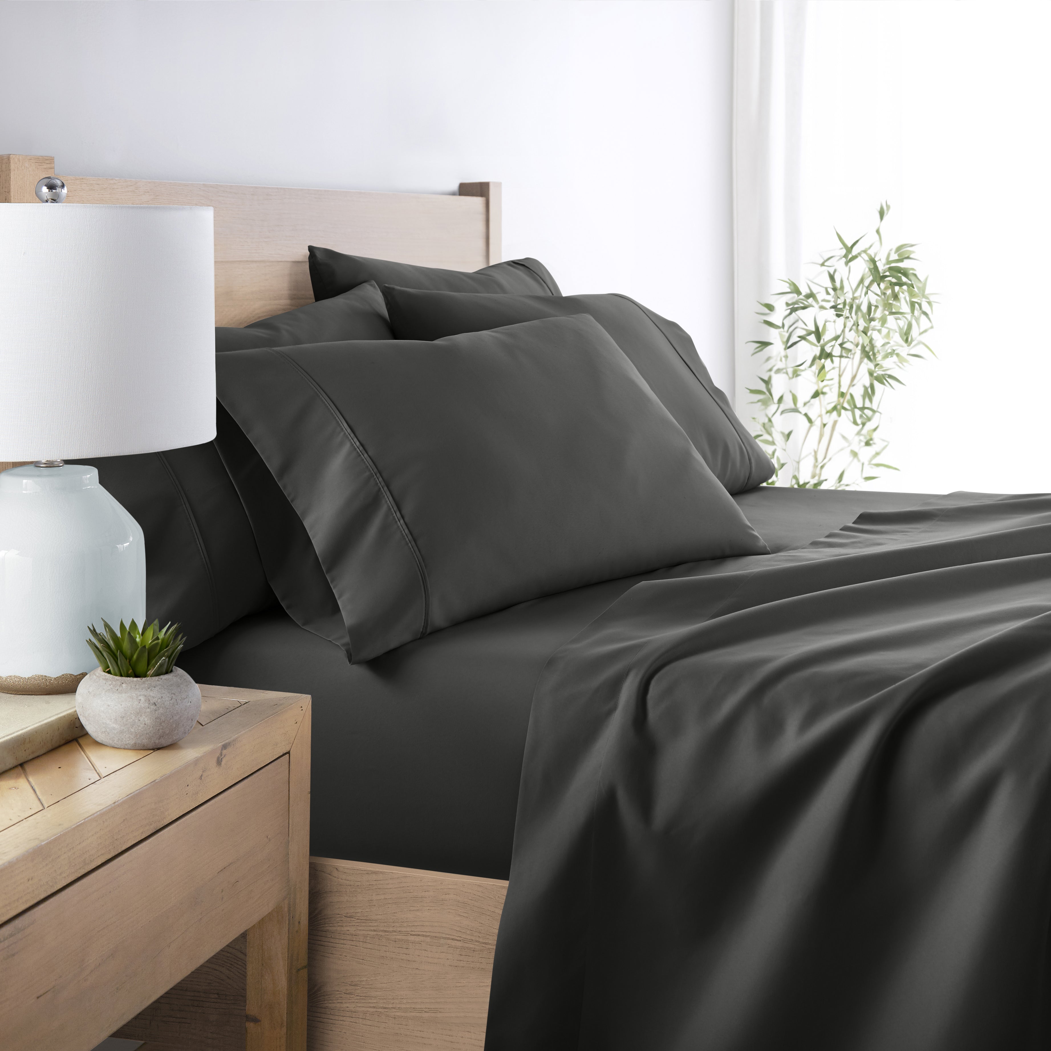 6-Piece Double Brushed Solid Sheet Set