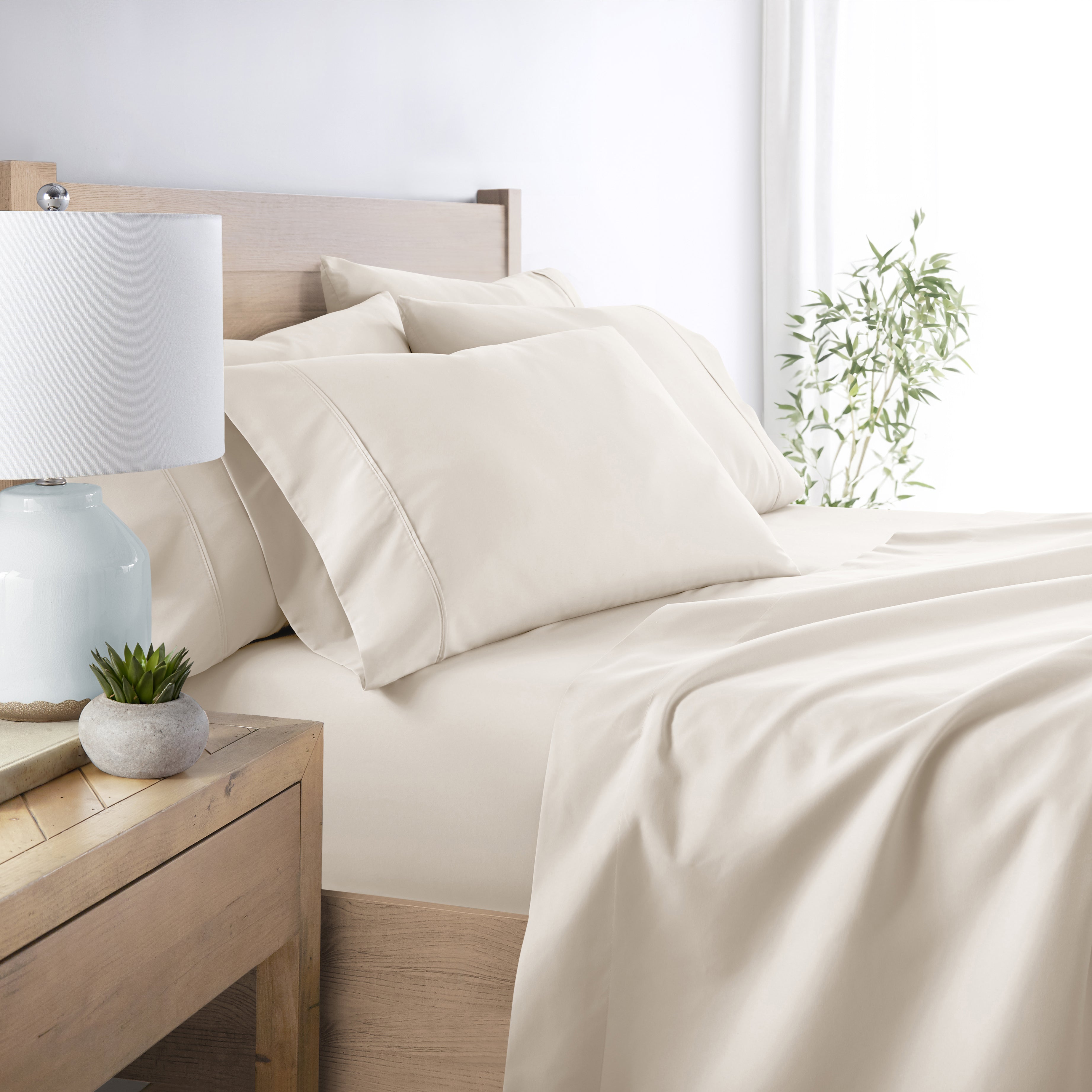 6-Piece Double Brushed Solid Sheet Set