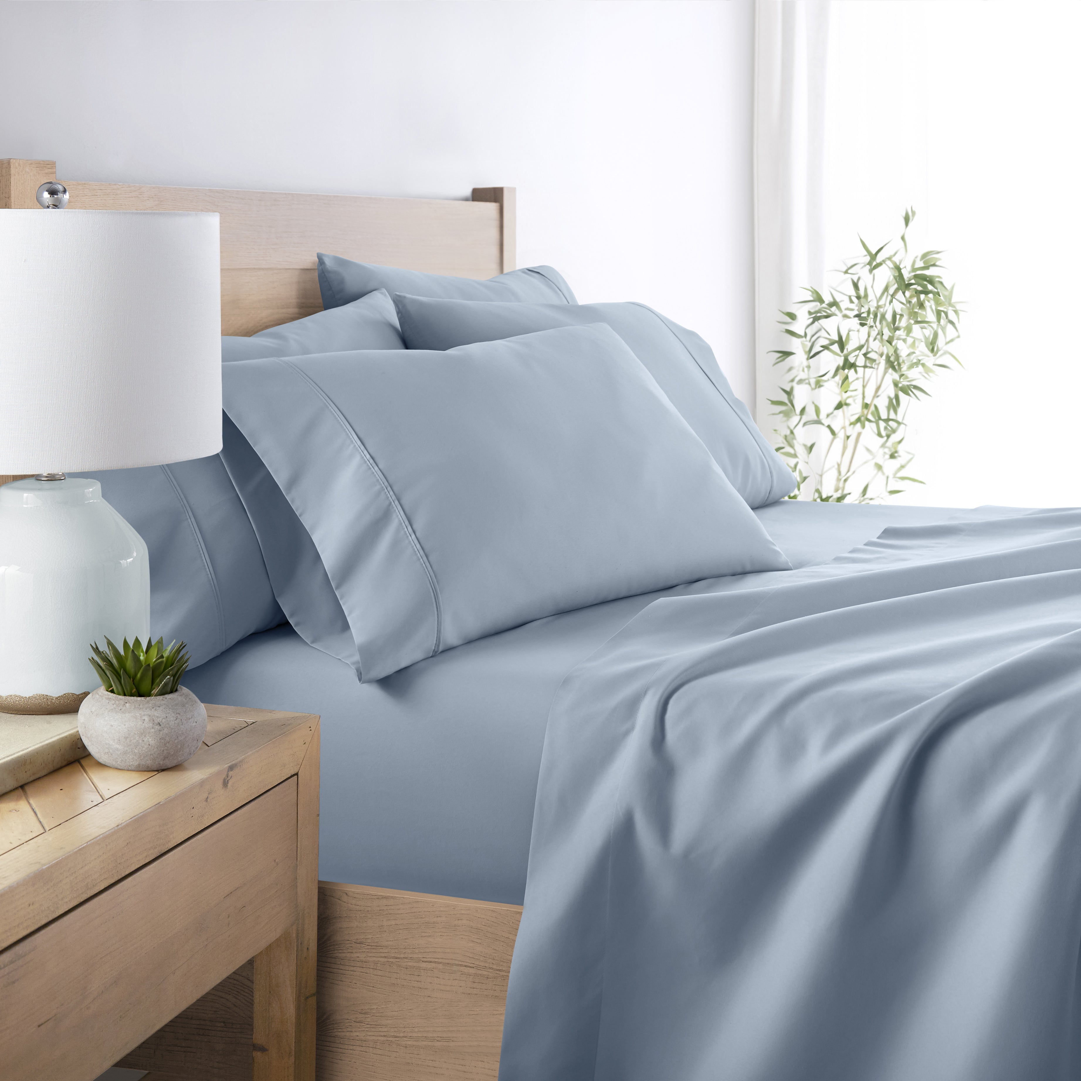 6-Piece Double Brushed Solid Sheet Set