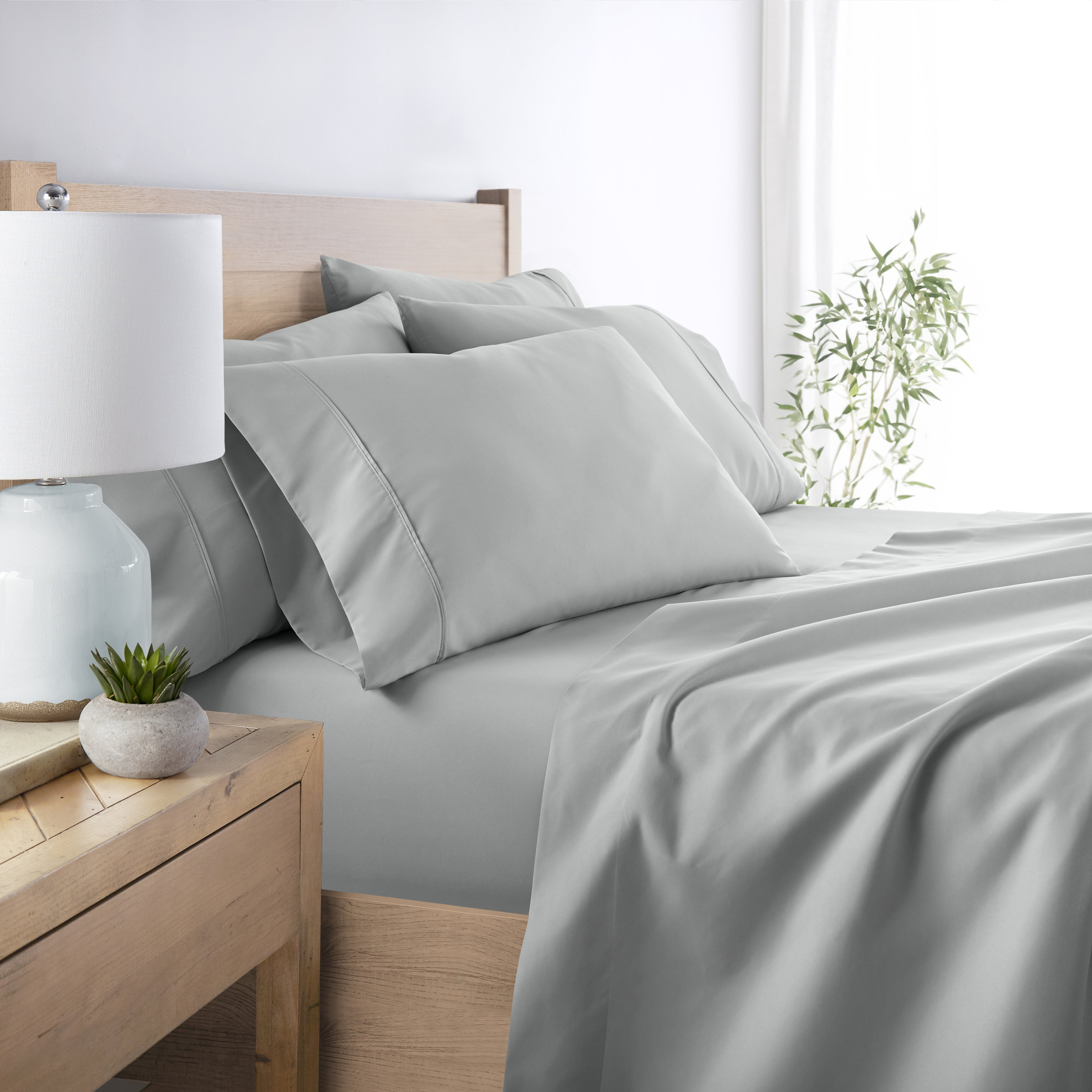 6-Piece Double Brushed Solid Sheet Set