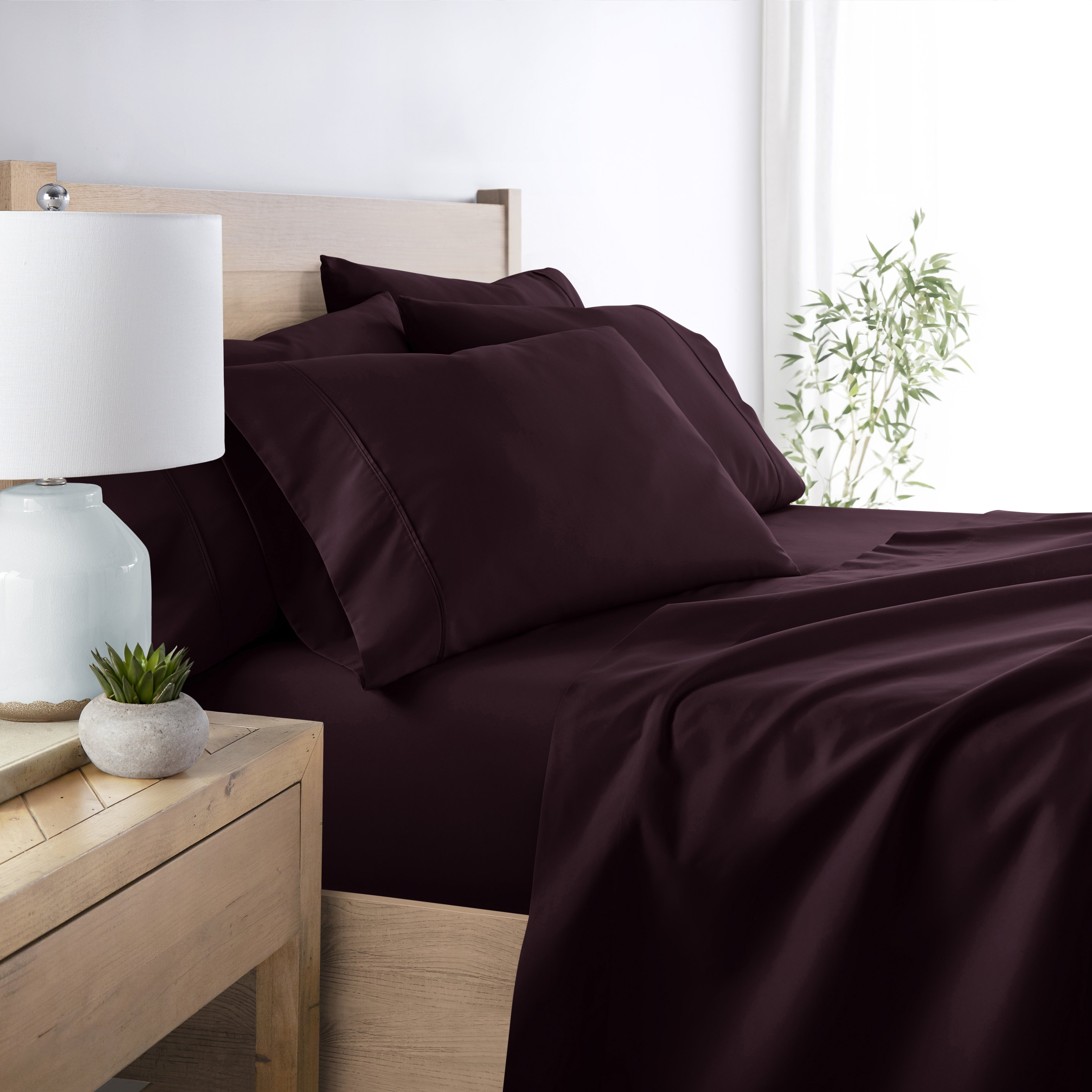 6-Piece Double Brushed Solid Sheet Set