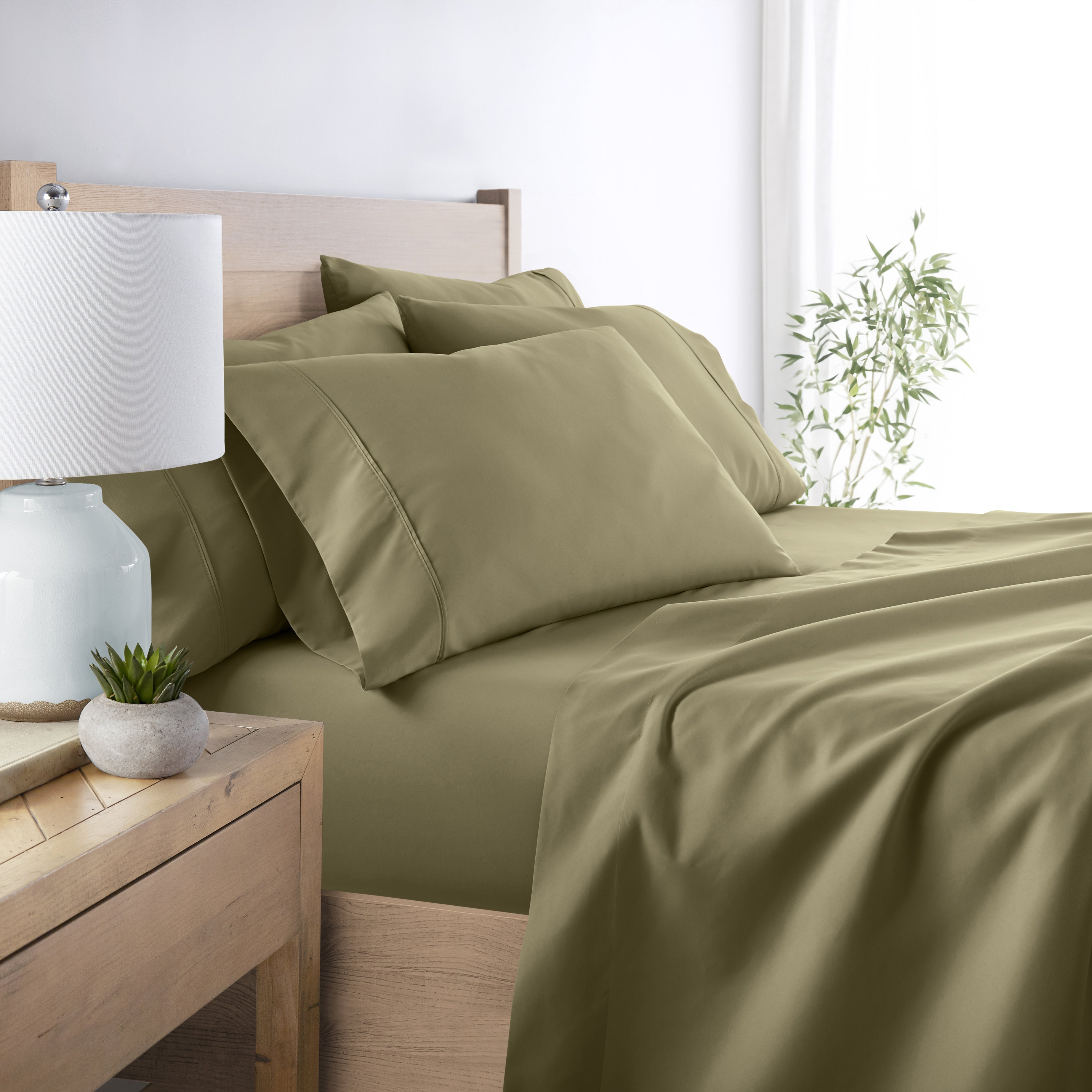 6-Piece Double Brushed Solid Sheet Set