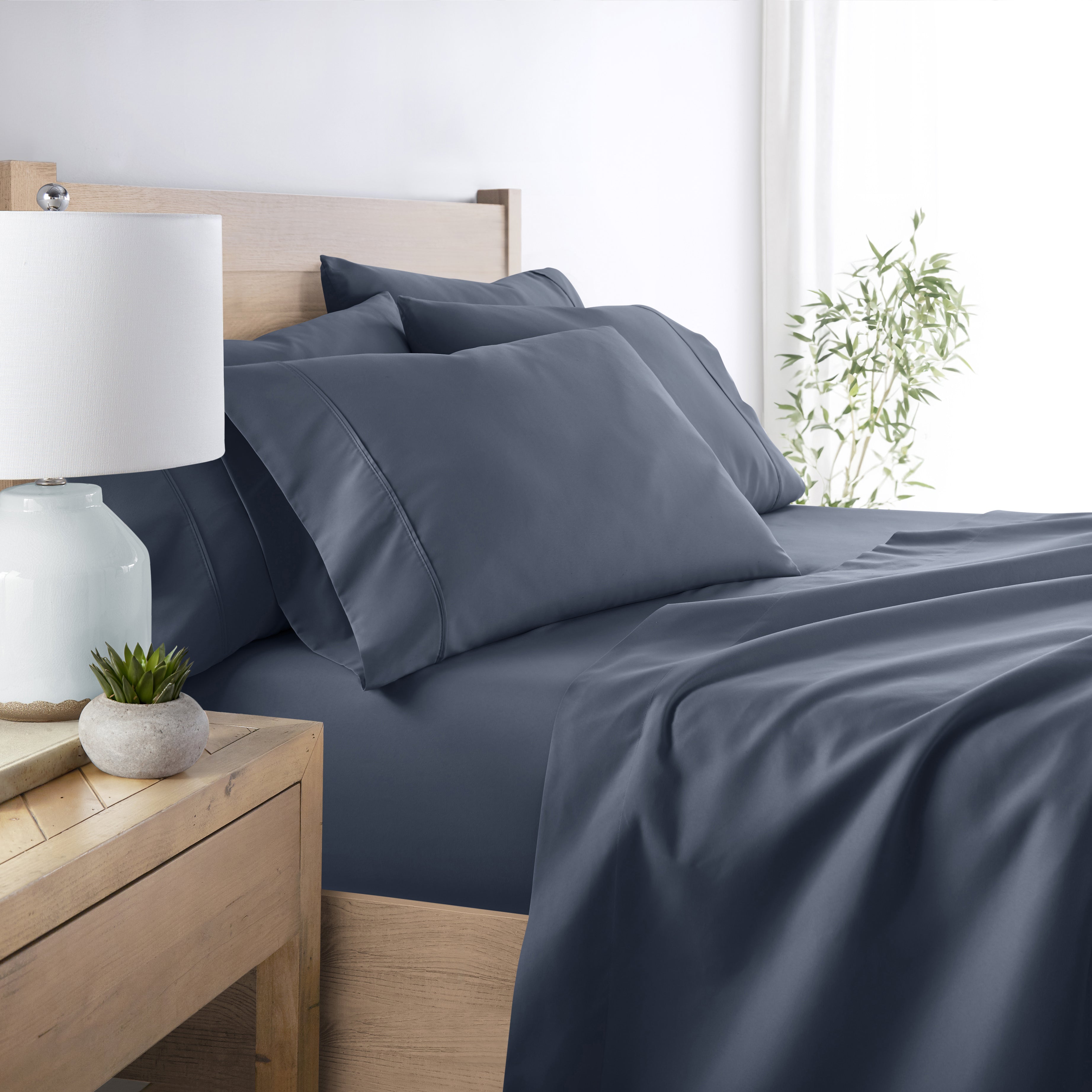 6-Piece Double Brushed Solid Sheet Set
