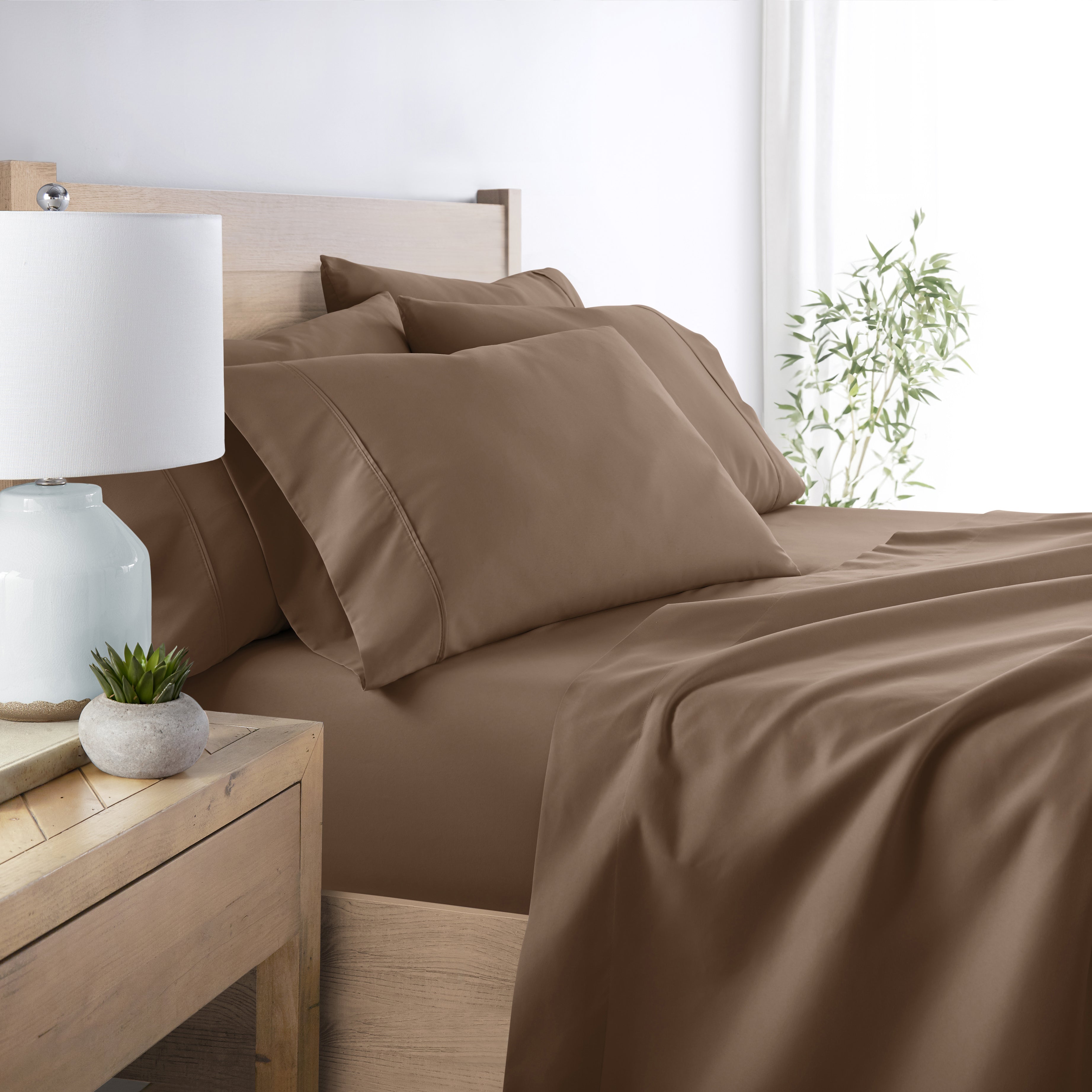 6-Piece Double Brushed Solid Sheet Set