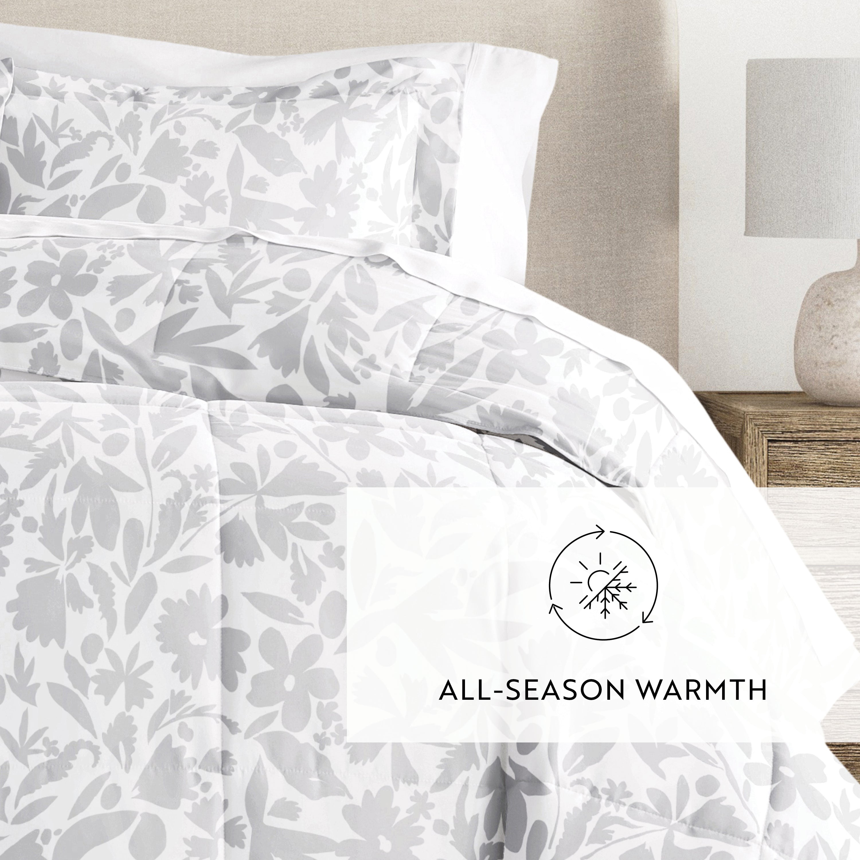 Abstract Garden Patterned Down-Alternative Comforter Set