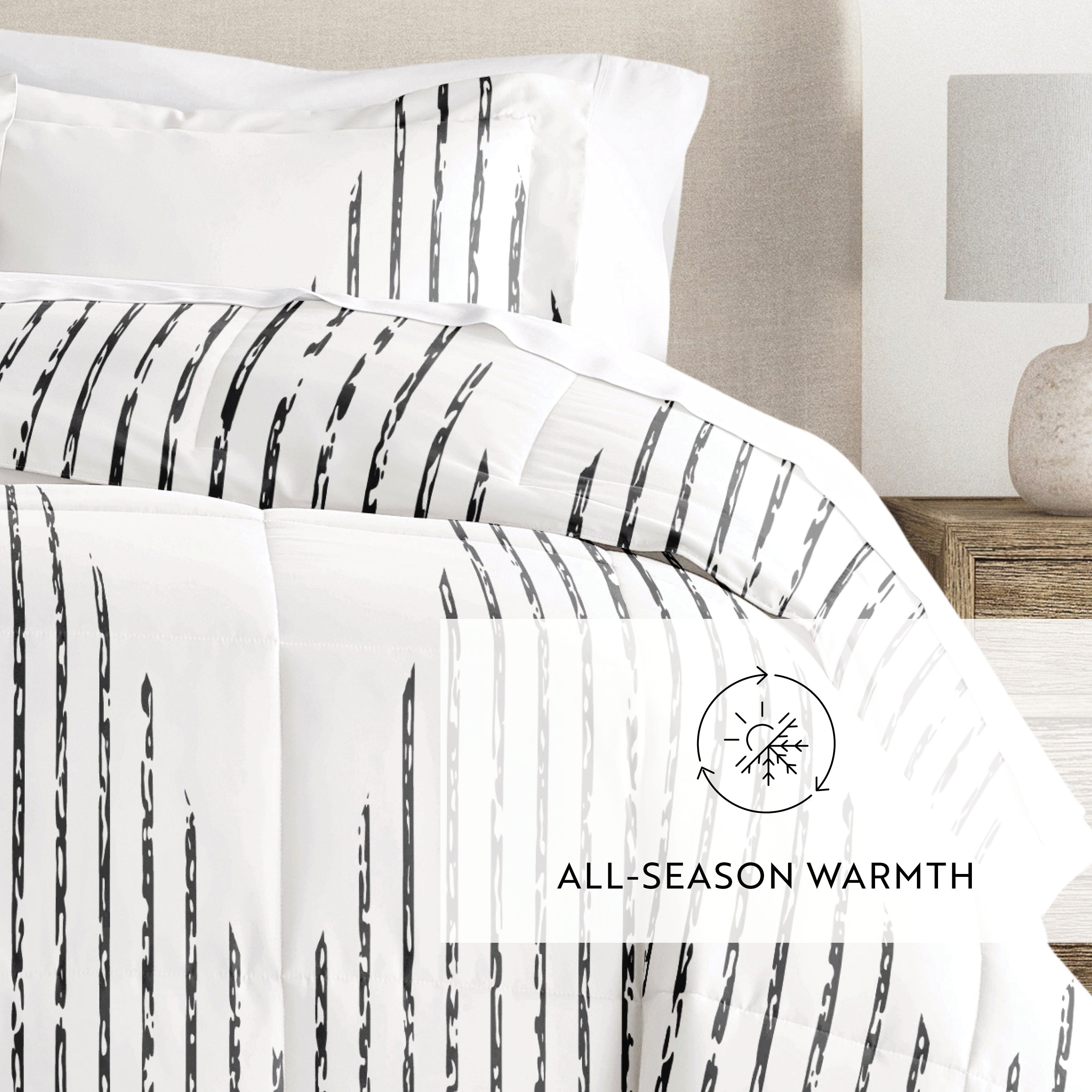 Diamond Stripe Patterned Down-Alternative Comforter Set