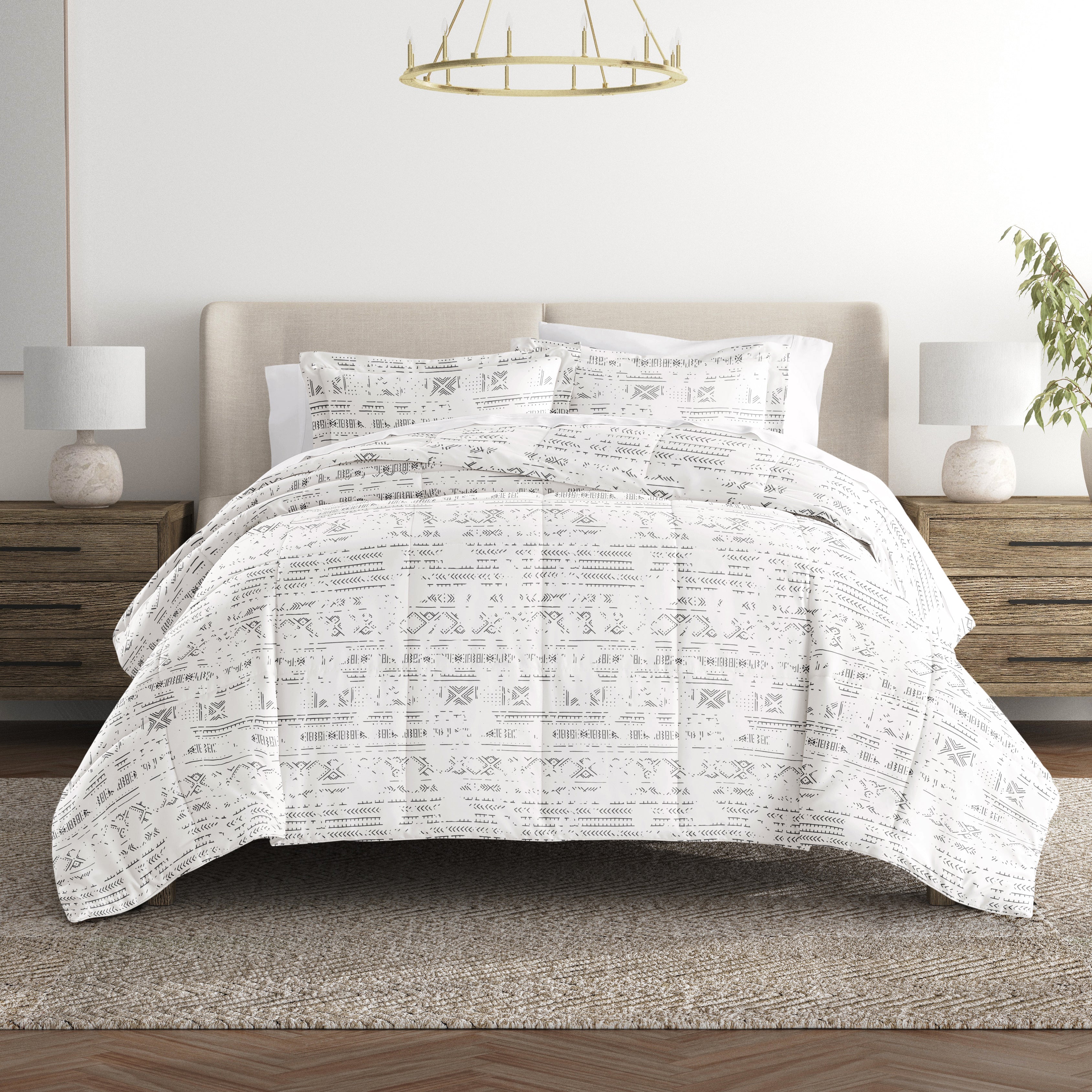 Distressed Field Patterned Down-Alternative Comforter Set