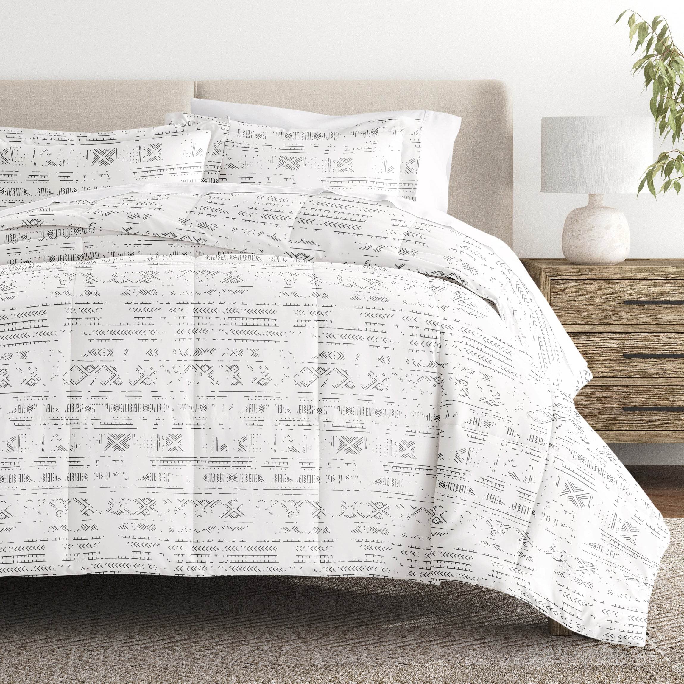 Distressed Field Patterned Down-Alternative Comforter Set