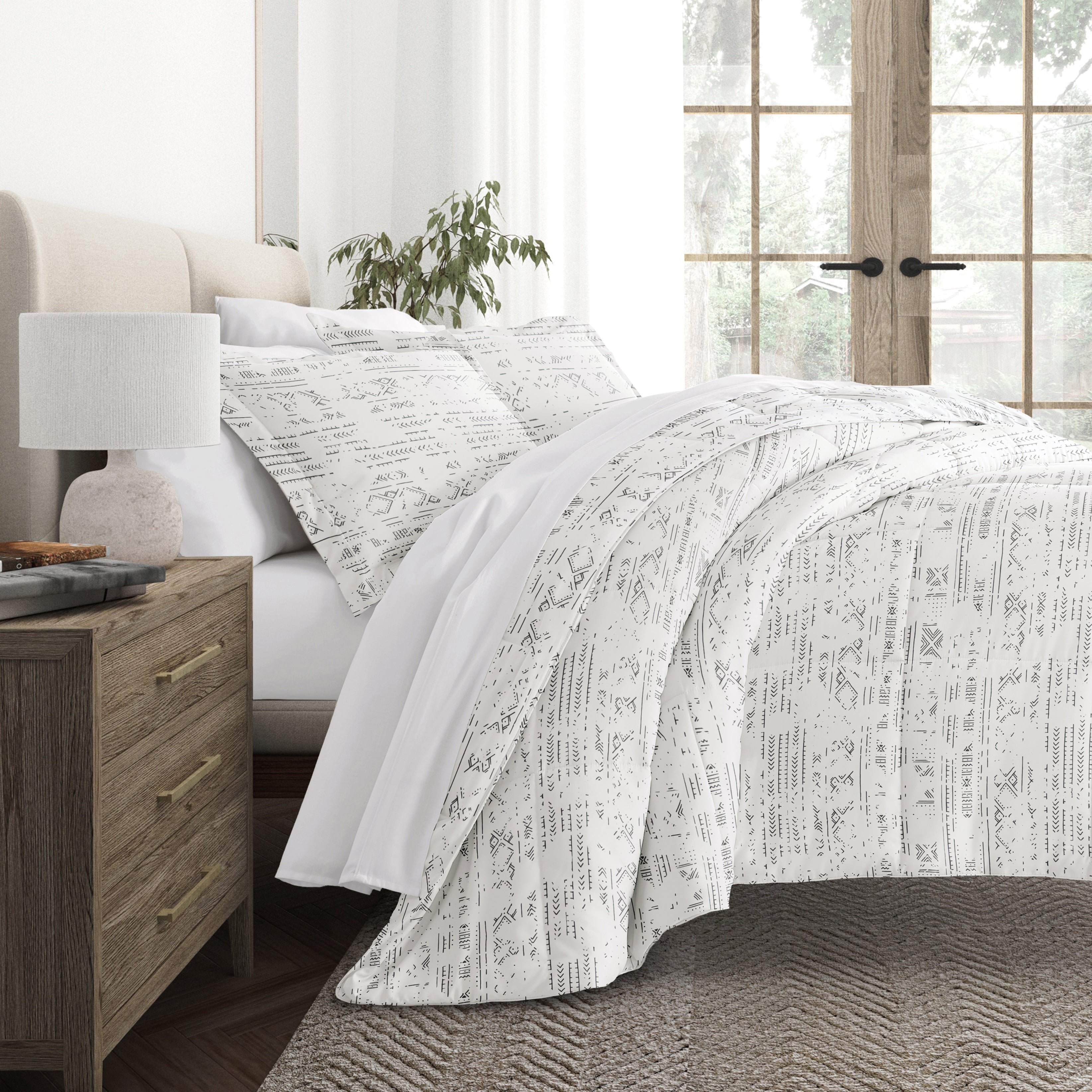 Distressed Field Patterned Down-Alternative Comforter Set