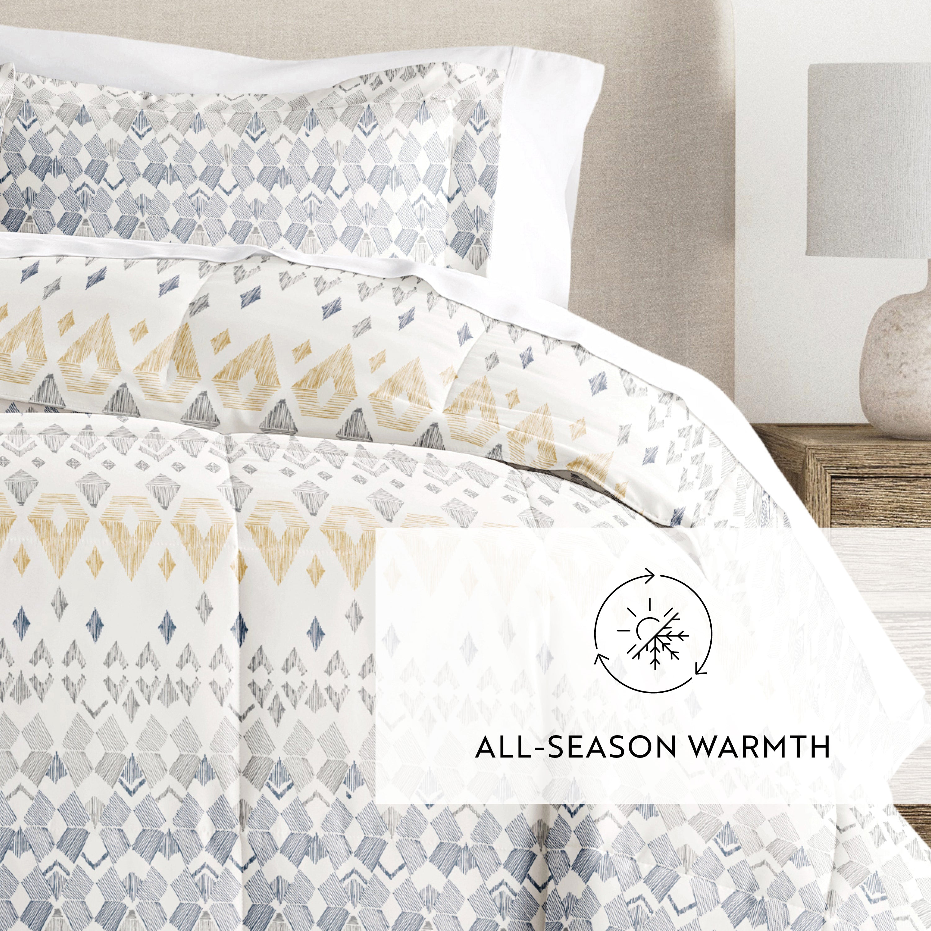 Mayan Stamp Patterned Down-Alternative Comforter Set