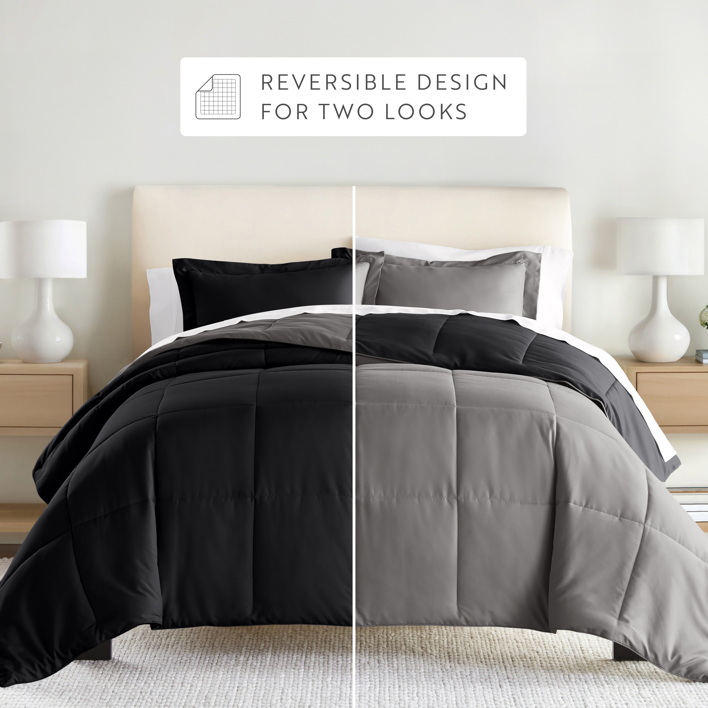 Lightweight All Season Reversible Down-Alternative Comforter Set