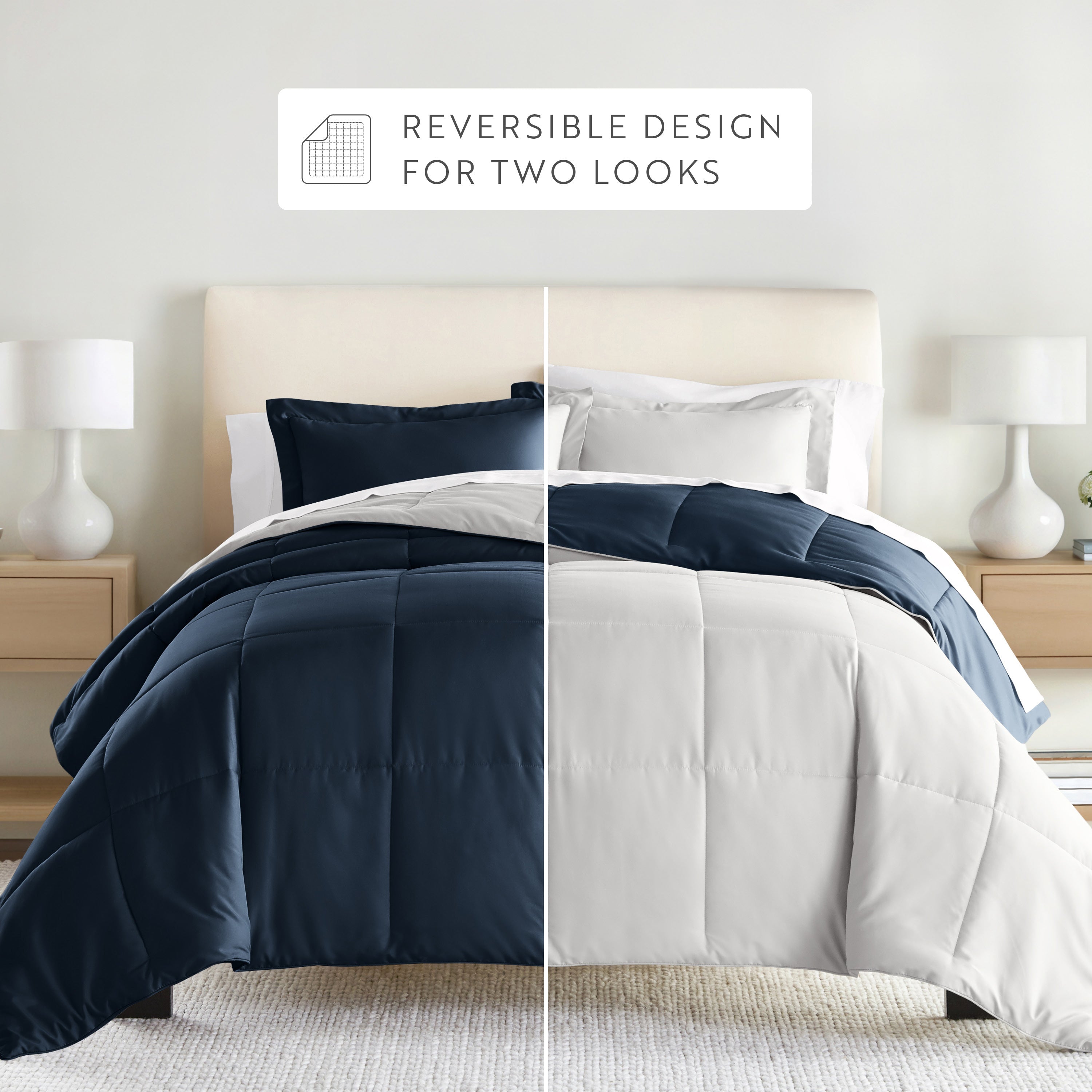 Lightweight All Season Reversible Down-Alternative Comforter Set