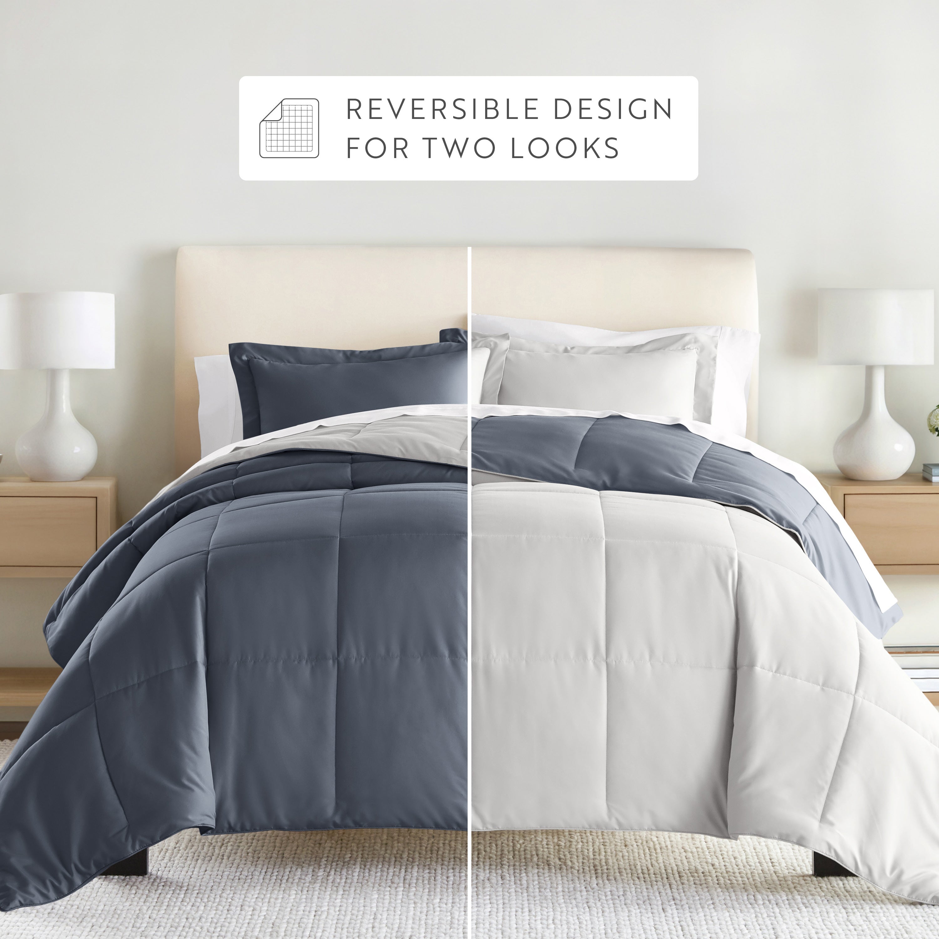 Lightweight All Season Reversible Down-Alternative Comforter Set