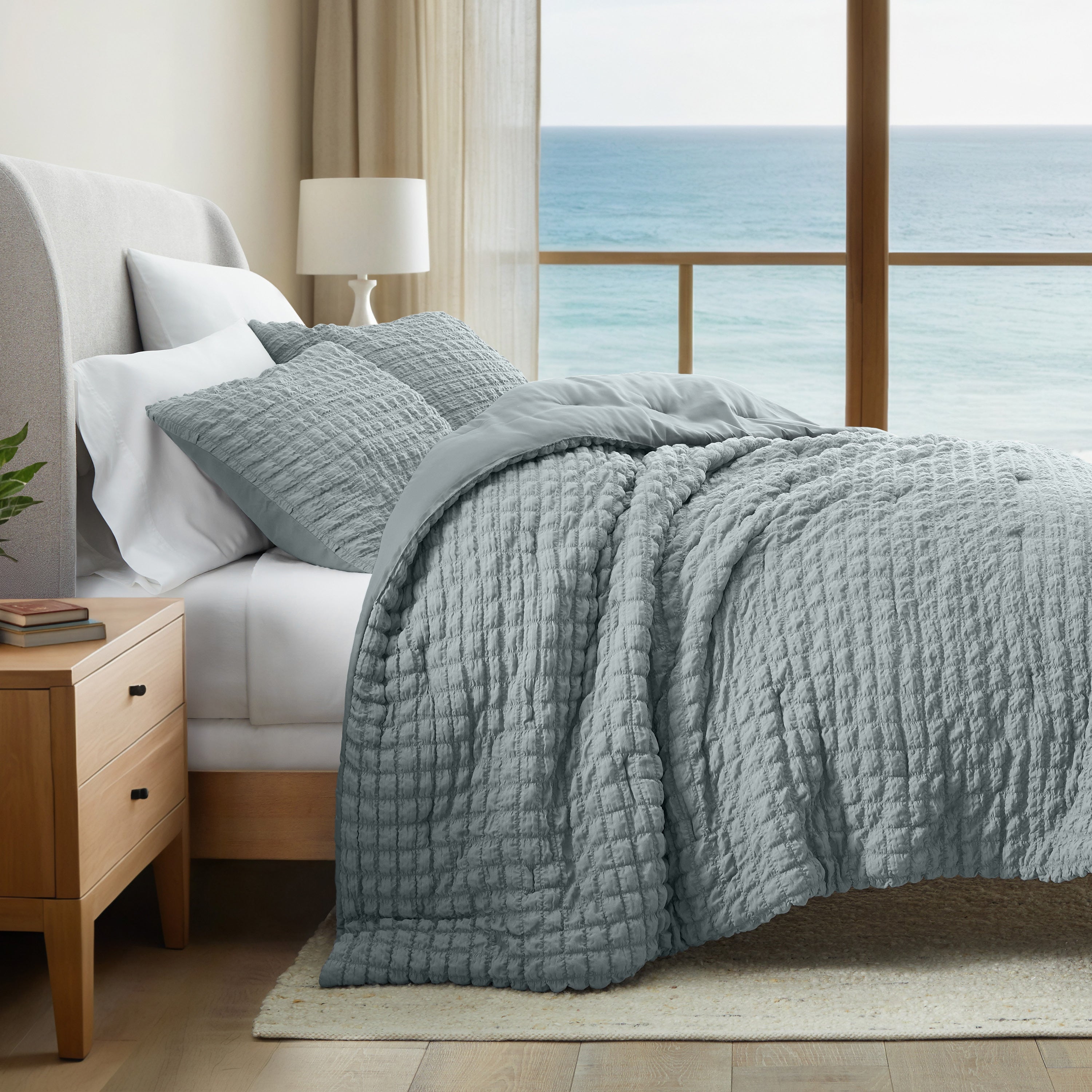 Seersucker Box Textured Down-Alternative Comforter Set