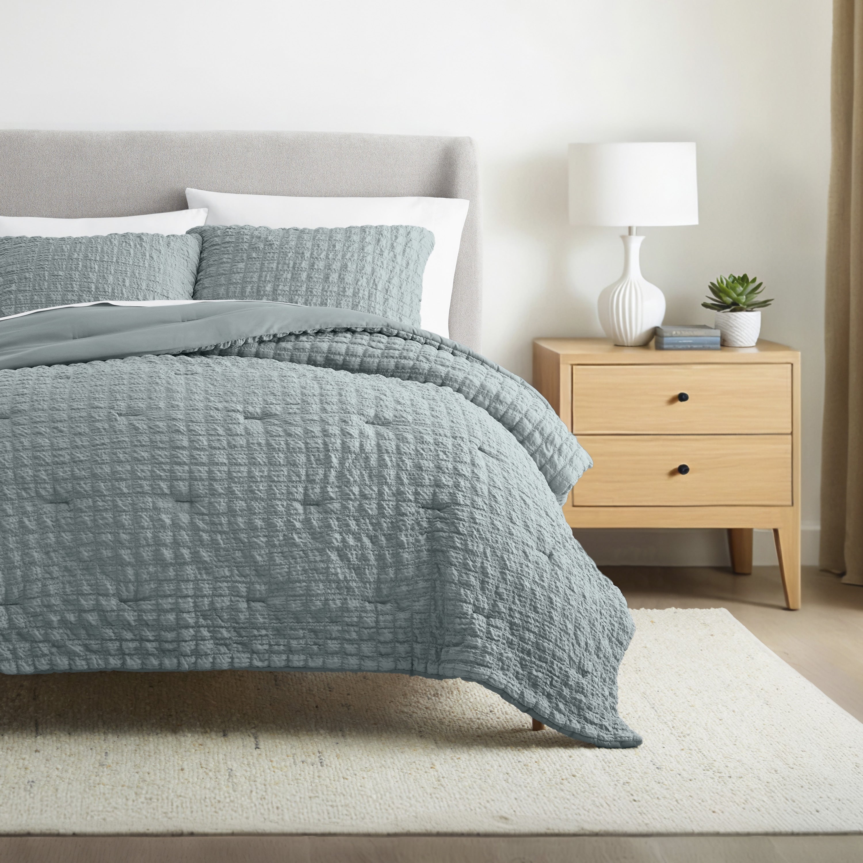 Seersucker Box Textured Down-Alternative Comforter Set